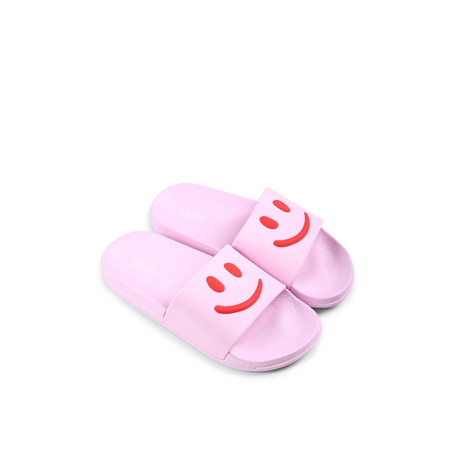 Molo Pink Slippers For Girl With Smiley In Pink
