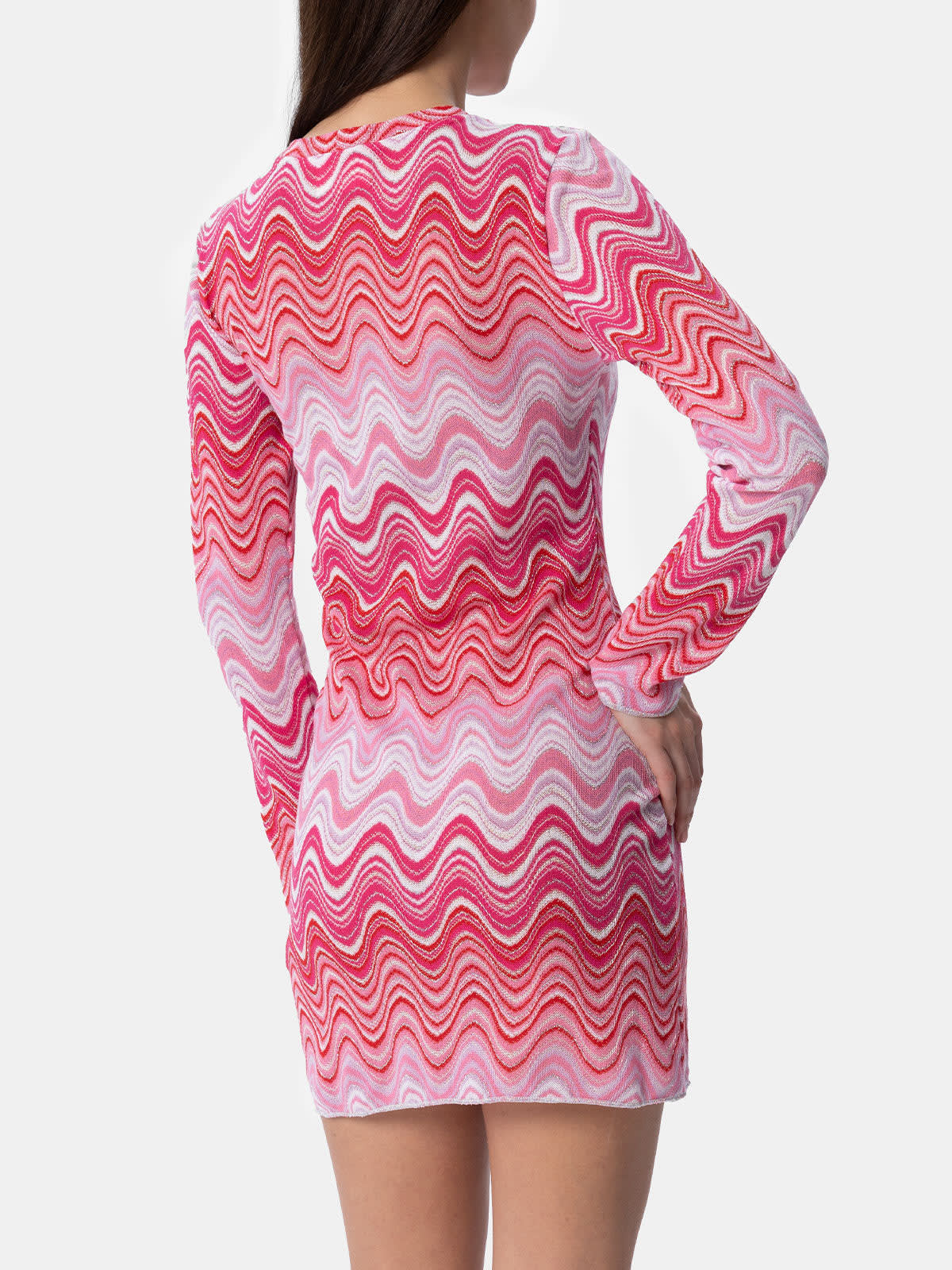 Shop Mc2 Saint Barth Woman Raschel Knit Pink Short Dress Imany