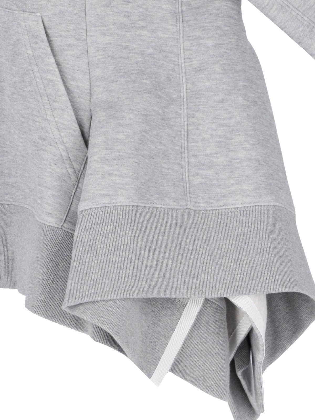 Shop Sacai Zipped Drawstring Hoodie In Grey