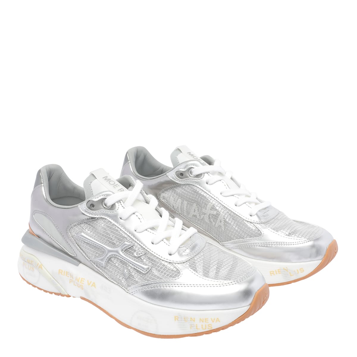 Premiata Chunky Silver Sneakers With Removable Insole In Silver