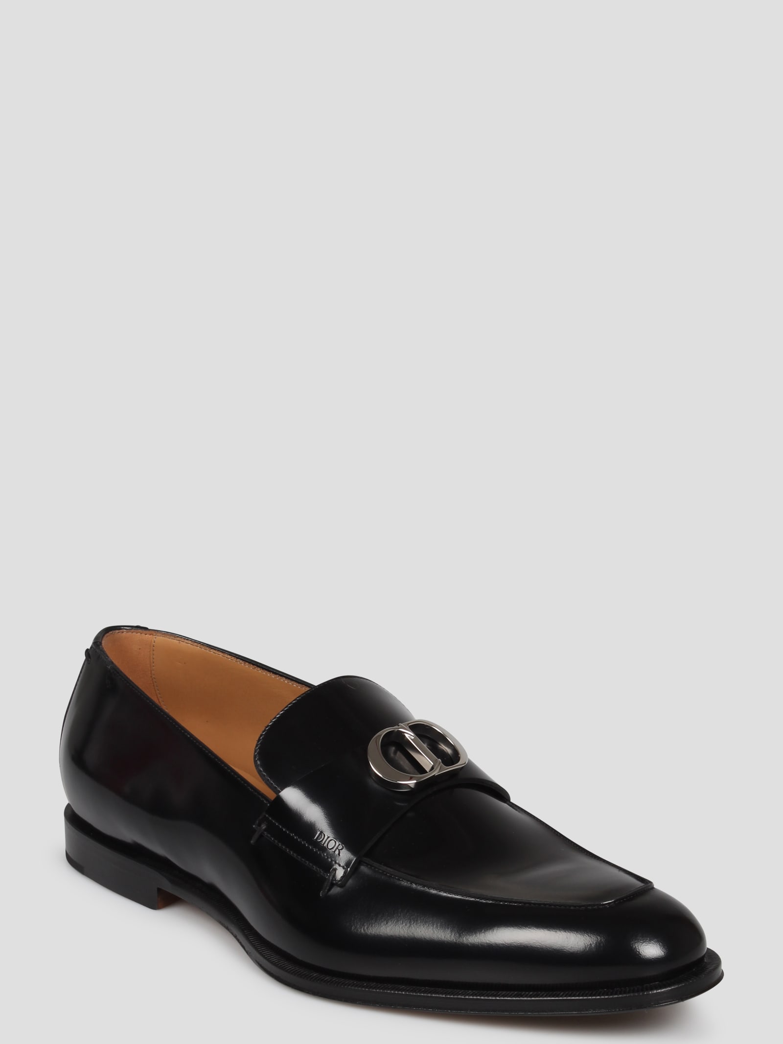 Shop Dior Cd Loafers In Black