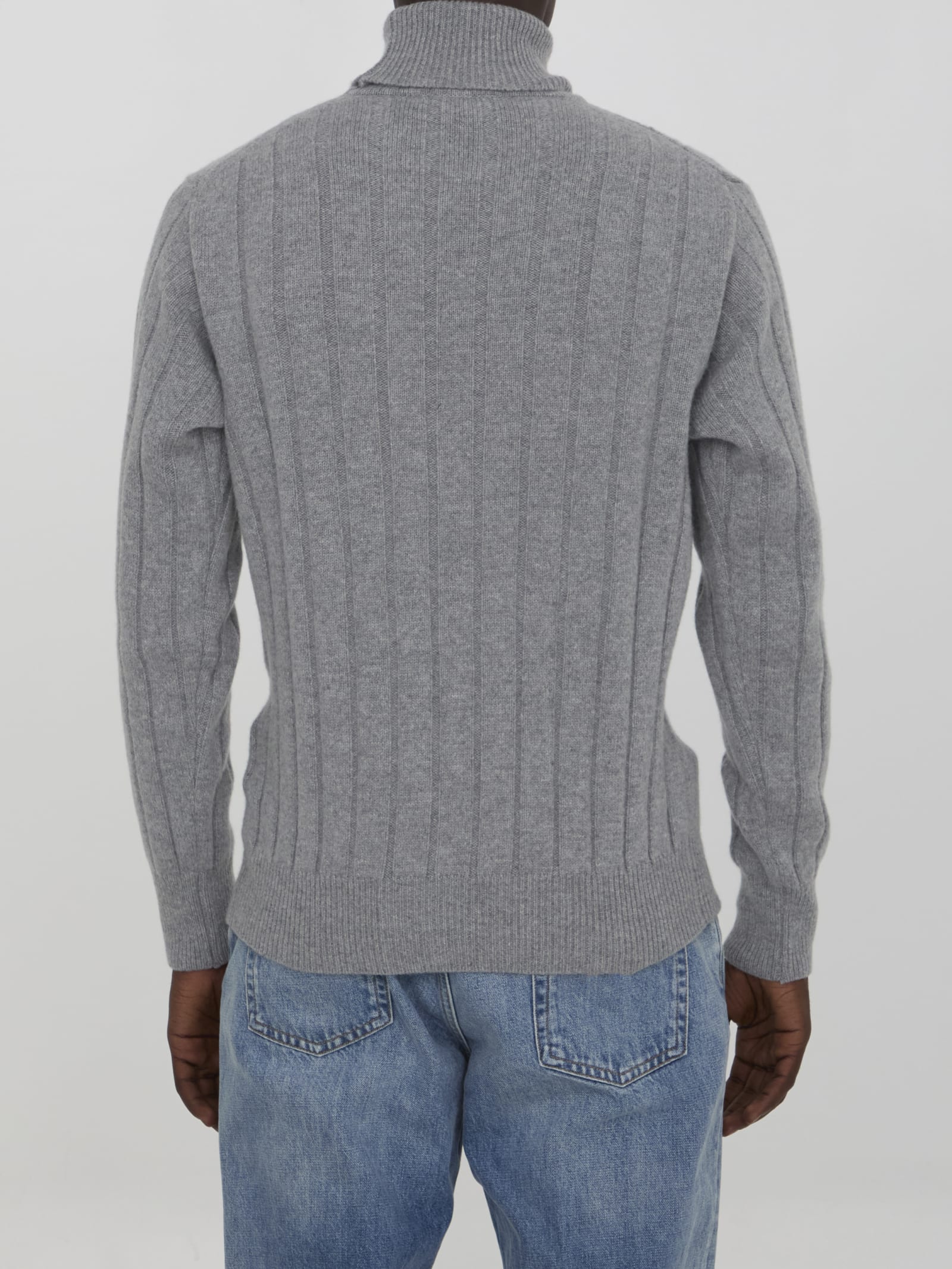 Shop Lardini Wool And Cashmere Sweater In Grey