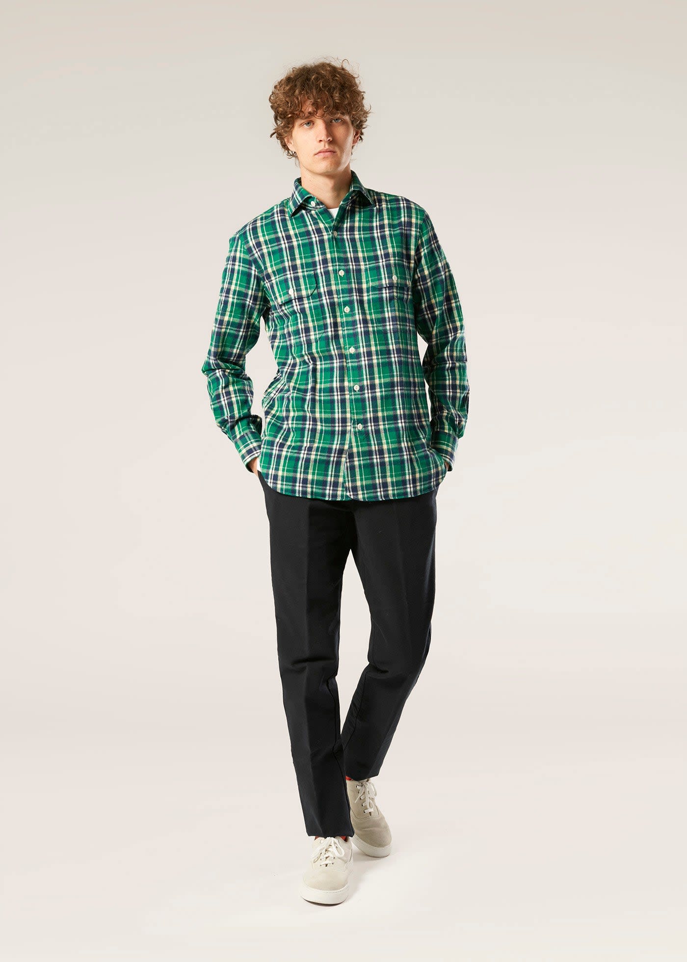 Doppiaa Aantero Green Flannel Checked Shirt In Green