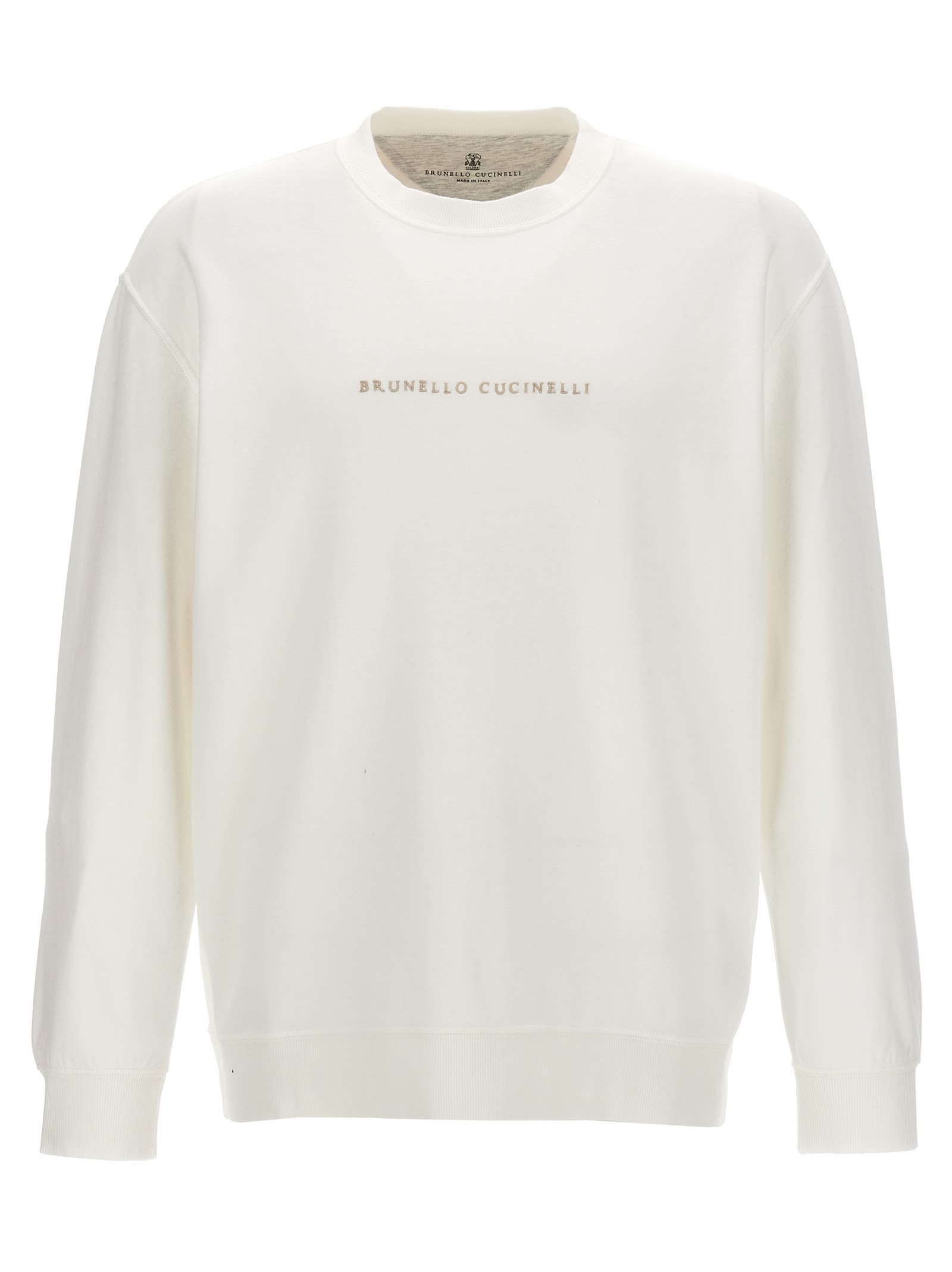 Shop Brunello Cucinelli Logo Embroidery Sweatshirt In White