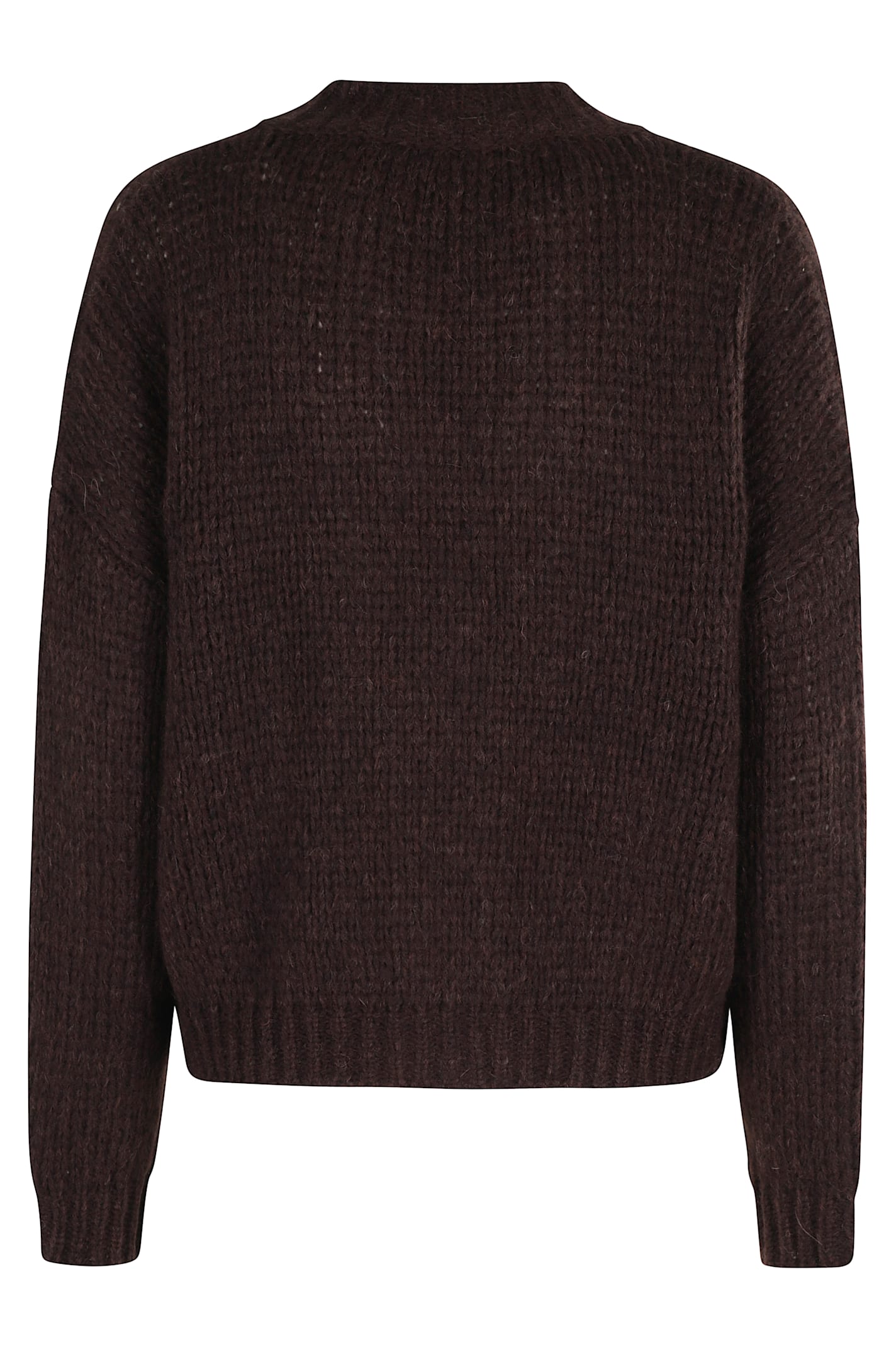 Roberto Collina Three-quarter Sleeve Brown Wool Cardigan With V-neck And Button Closure In Brown