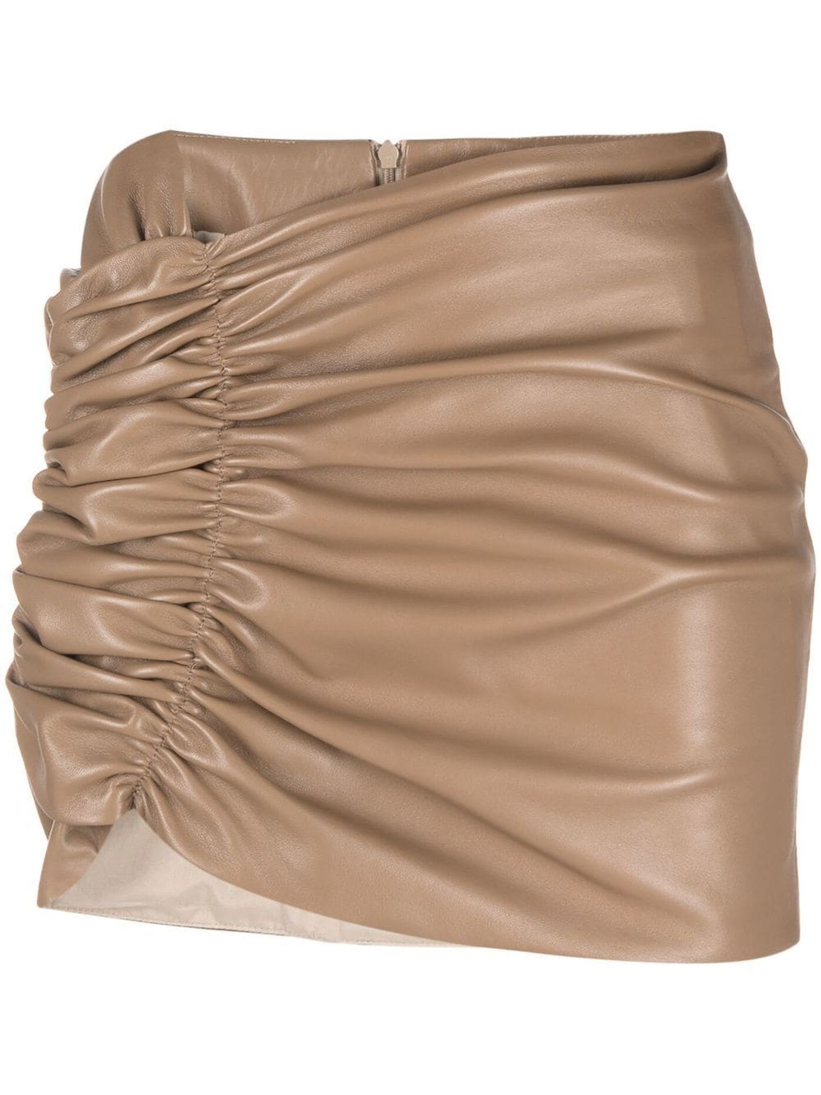 The Mannei Beige Leather Mini Skirt