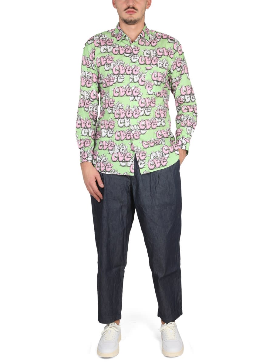 Shop Comme Des Garçons Shirt Shirt With Print X Kaws In Multicolour