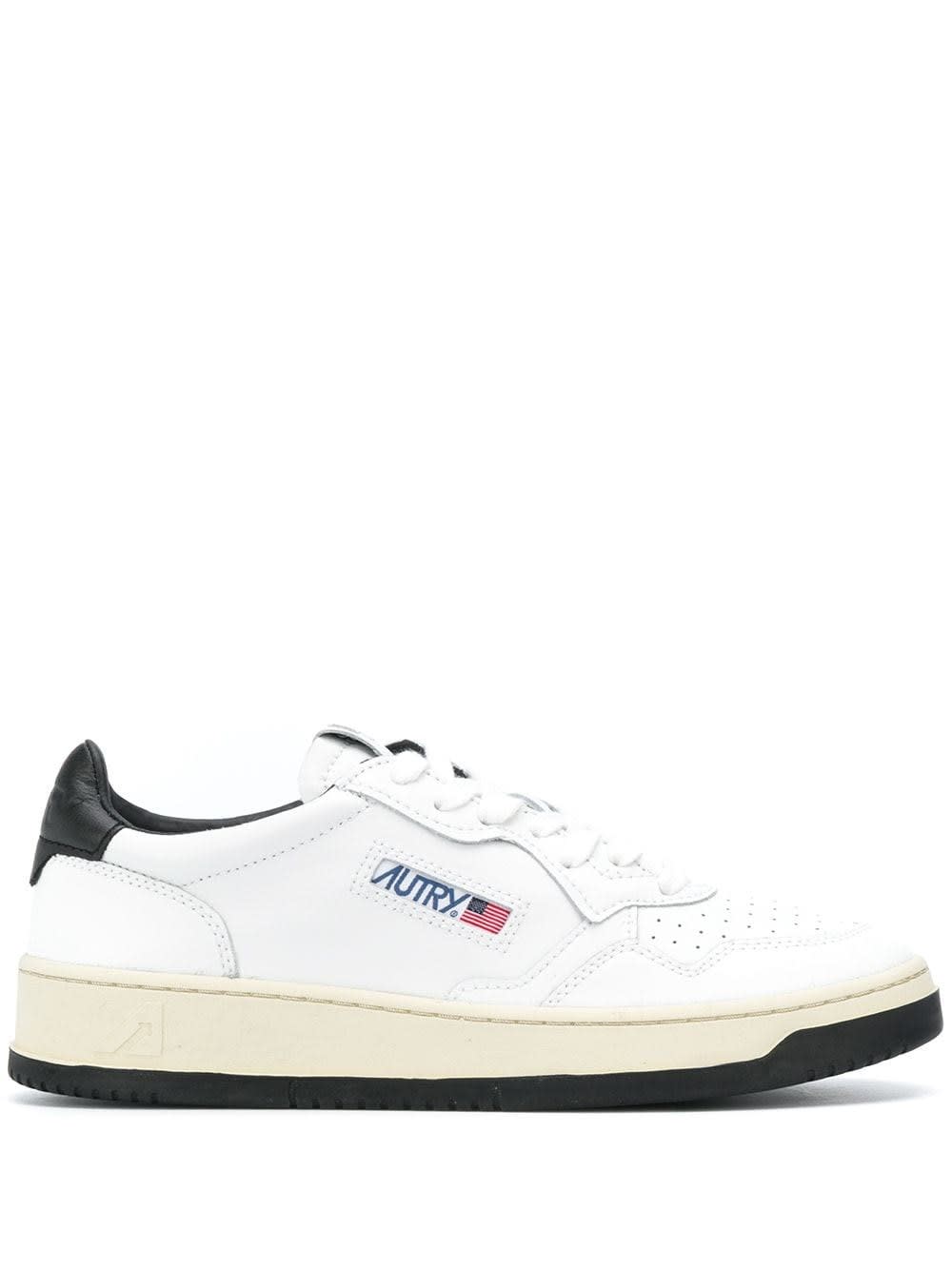Autry 01 Low Sneakers In White And Black Leather