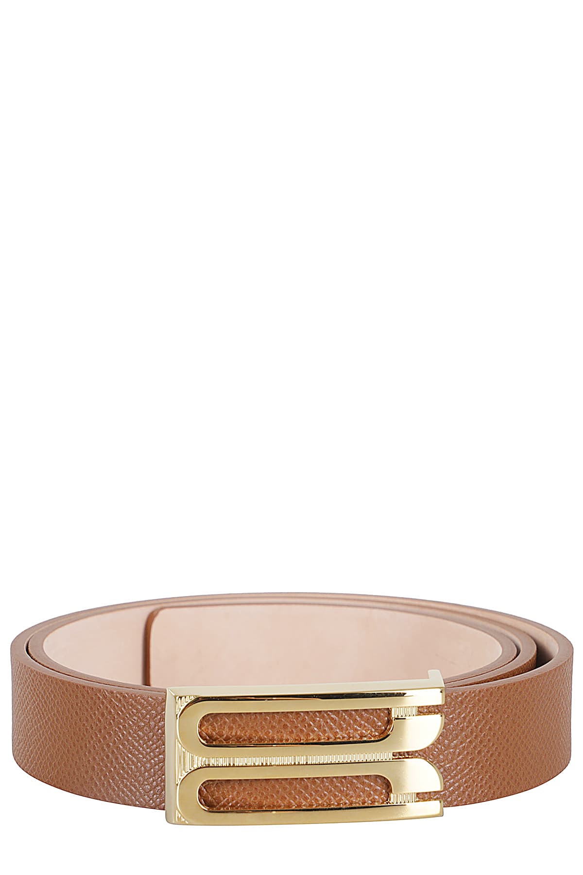 Shop Victoria Beckham Regular Bbuckle Belt In Tan