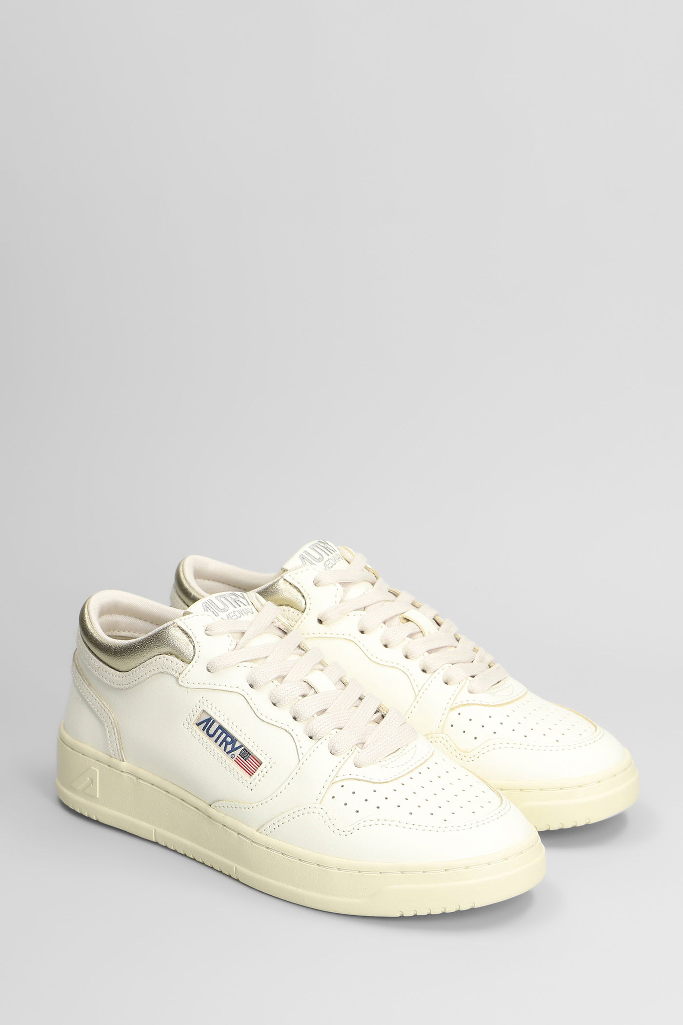 Autry Med-way Mid Silver Marsh Sneakers In White