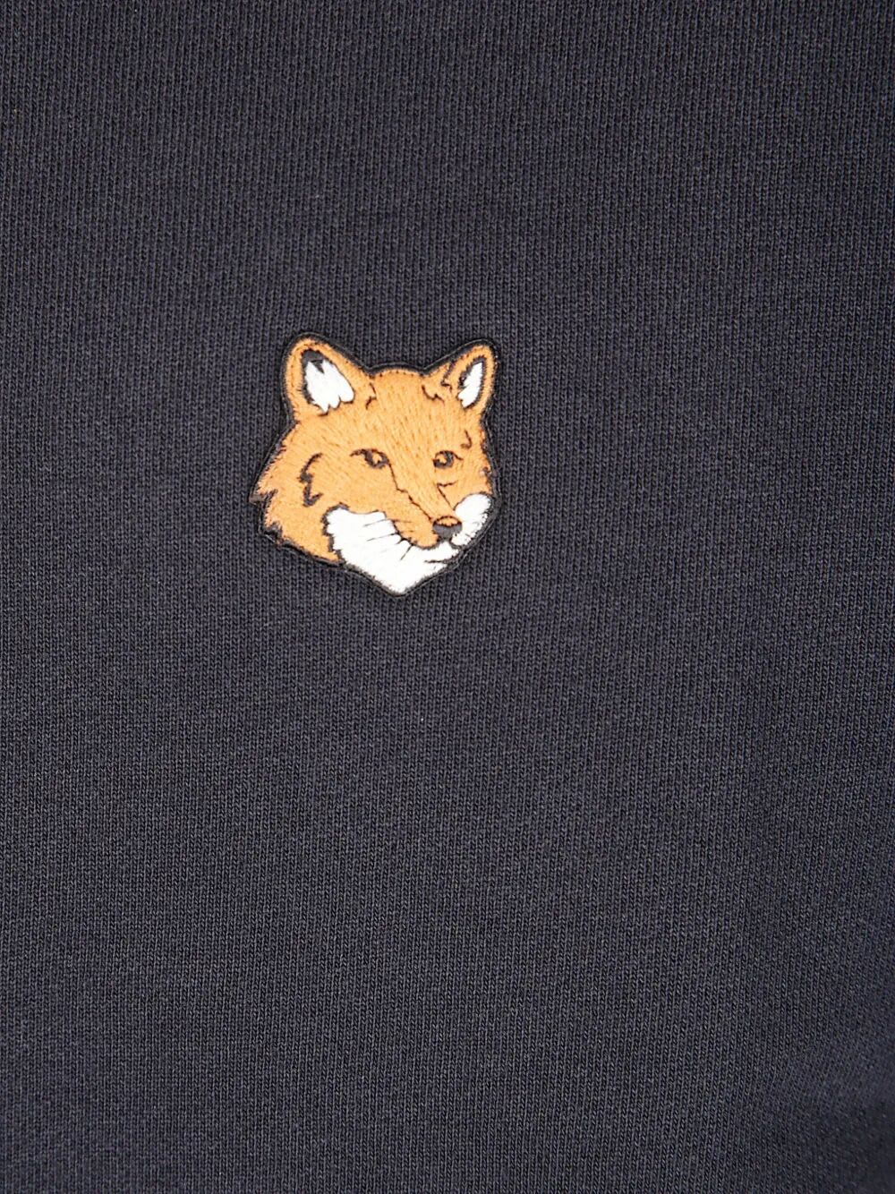 Maison Kitsuné Wool Crewneck Sweater Featuring Fox Design In Black