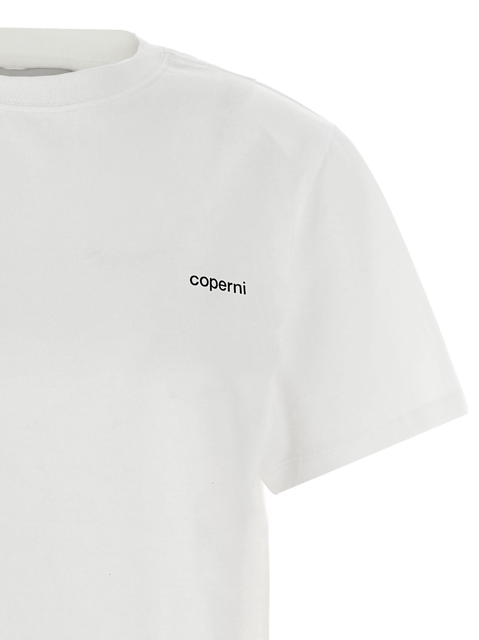 Coperni Crew Neck Ribbed Profiles Short Sleeves Cotton T-shirt In White/black