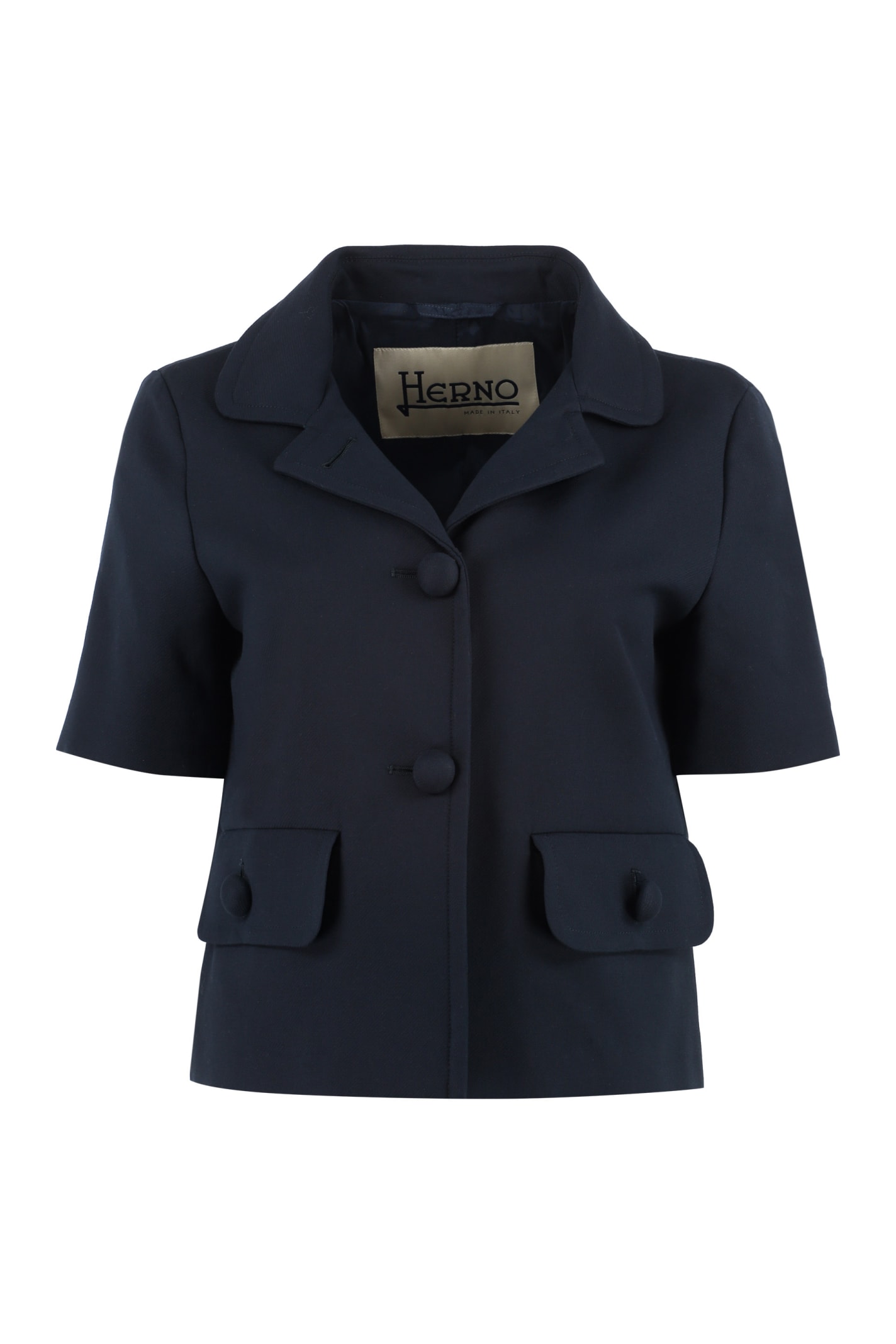 Herno Single-breasted Cotton Blazer In Blue