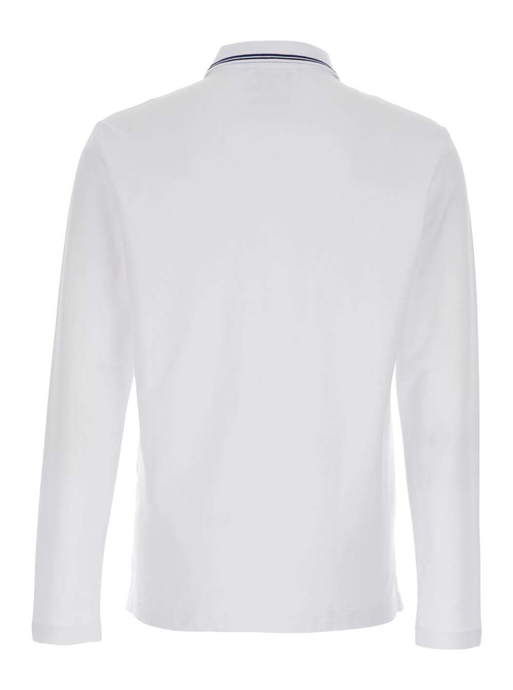 Emporio Armani White Long Sleeve Polo Shirt With Logo Embroidery In White
