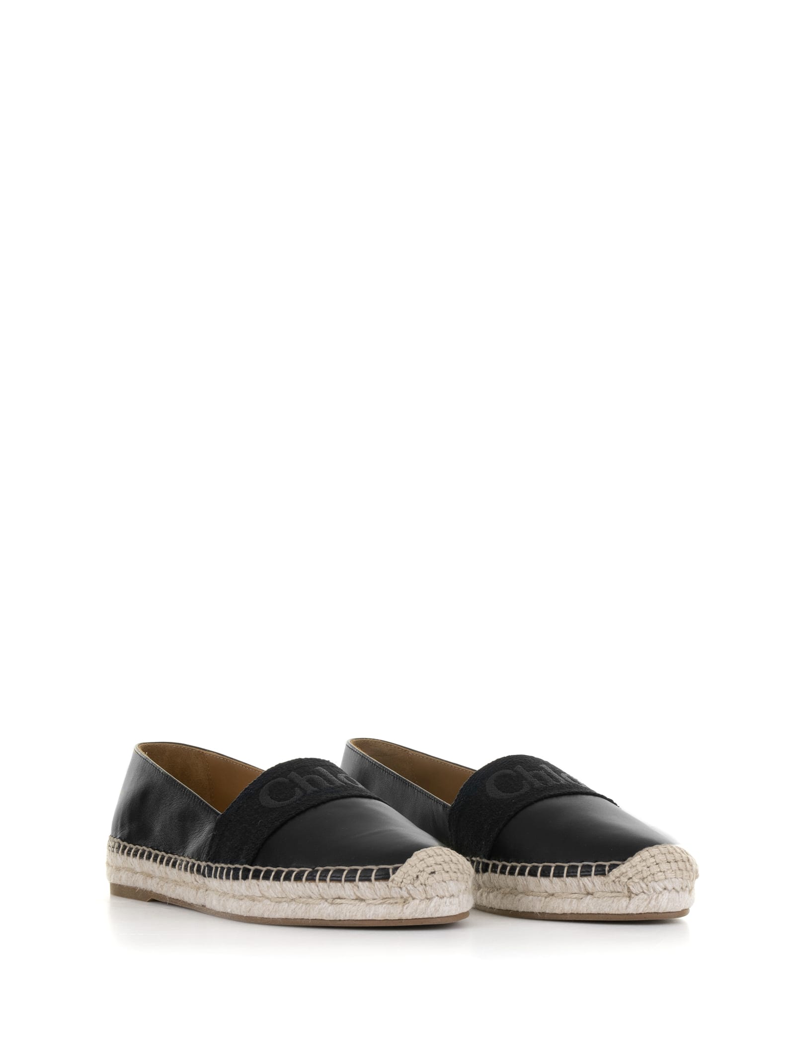 Shop Chloé Piia Espadrilles In Leather In Black