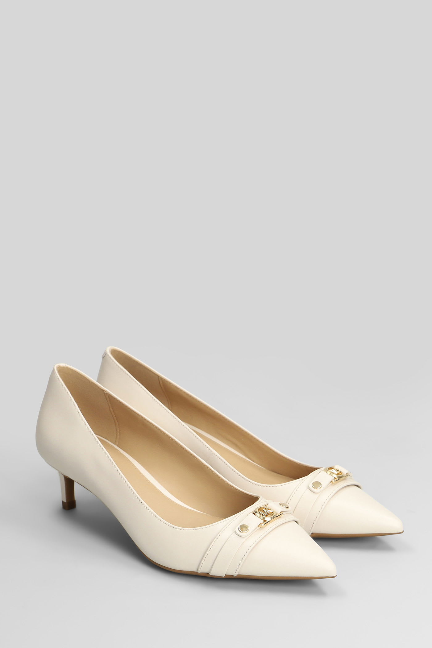 Michael Kors Mandy Flex Pumps In Beige Leather In Neutral
