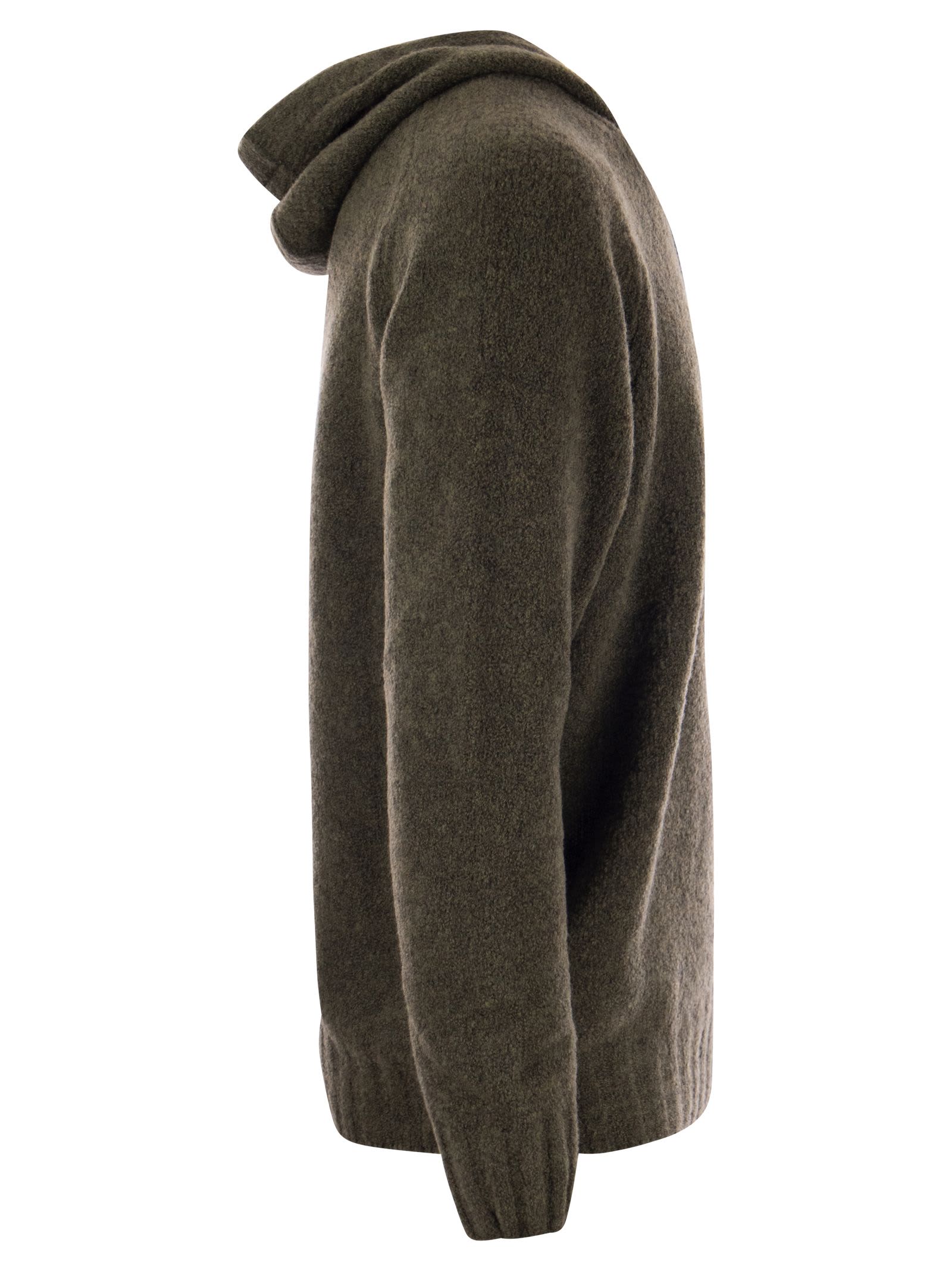 Shop Tagliatore Wool Pullover With Hood In Military Green