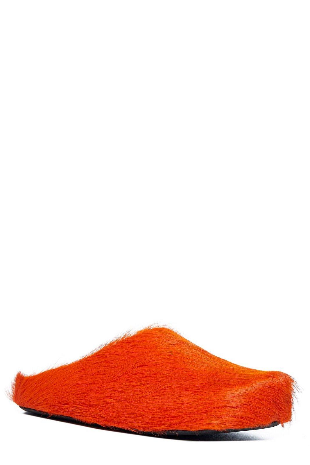 Shop Marni Fussbett Textured Mules In Orange