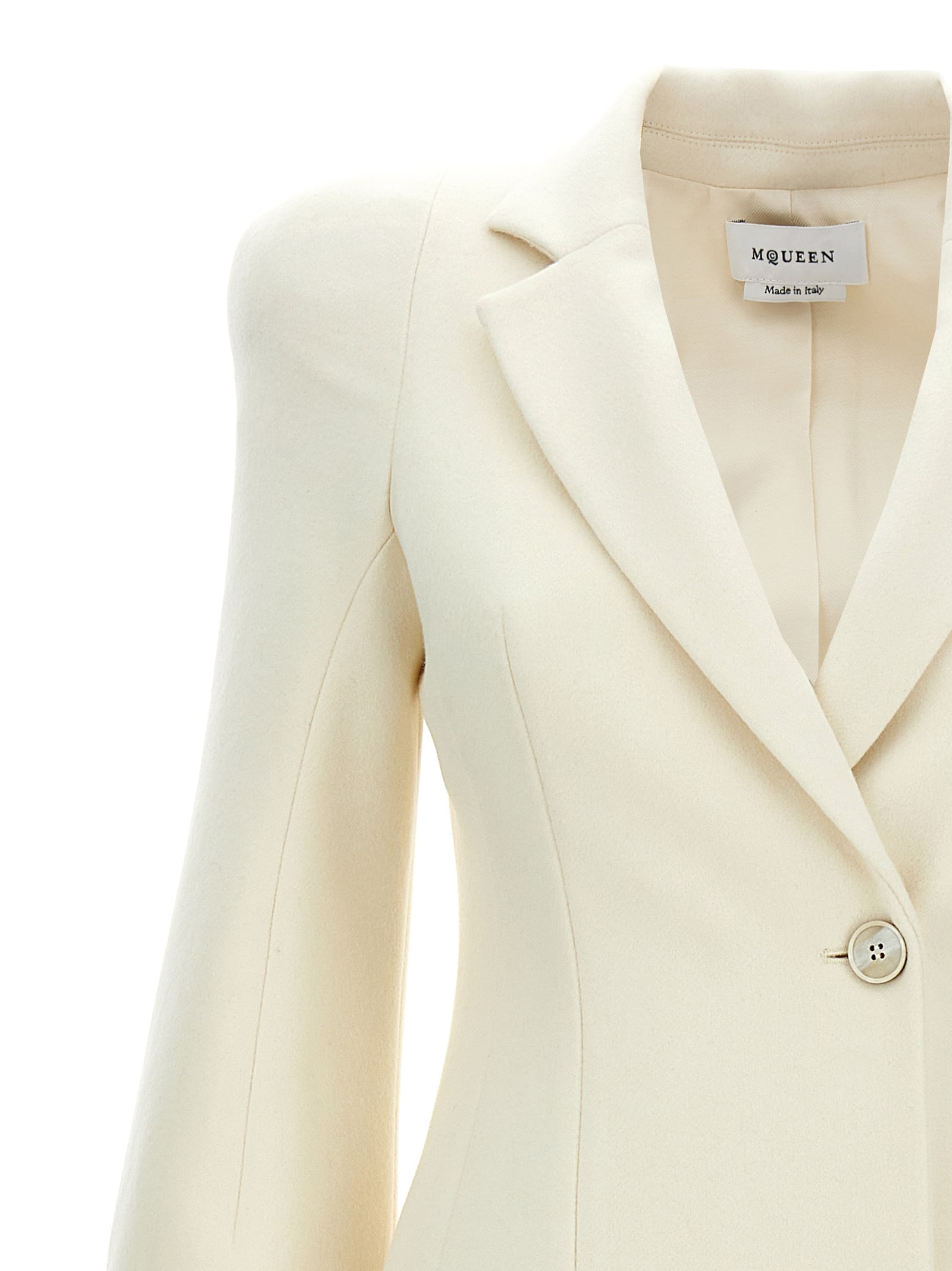 Shop Alexander Mcqueen Double-breasted Coat With Shaped Shoulders In White