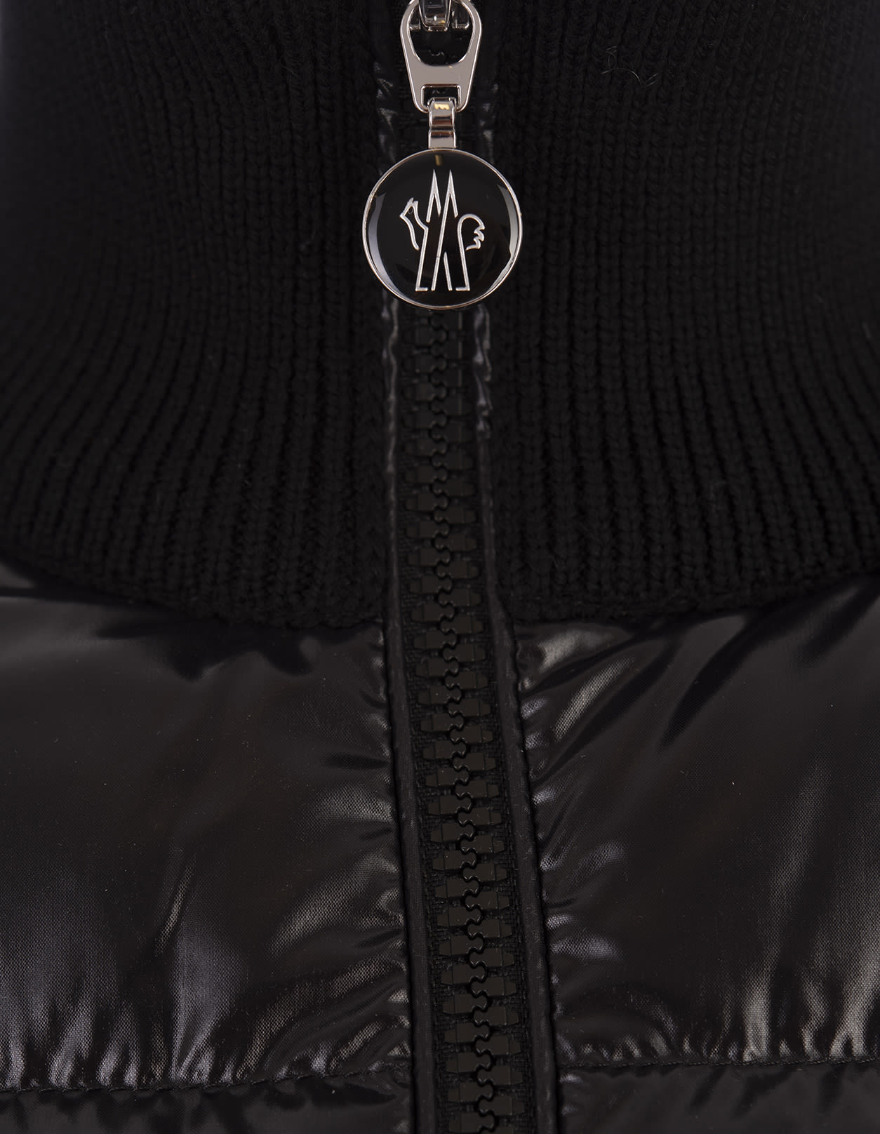 Shop Moncler Black Wool Padded Cardigan