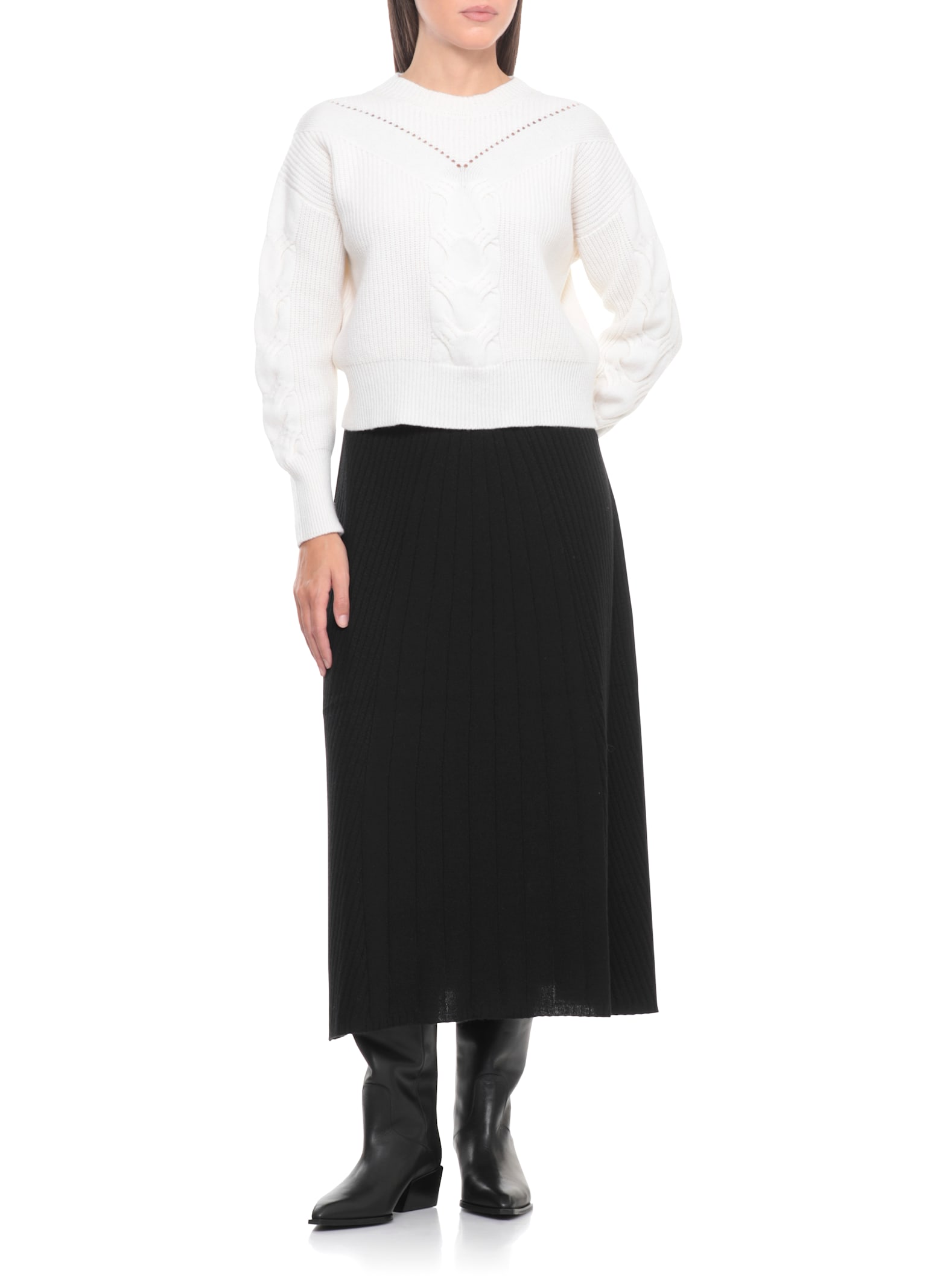 D Exterior Wool And Cashmere Sweater In White