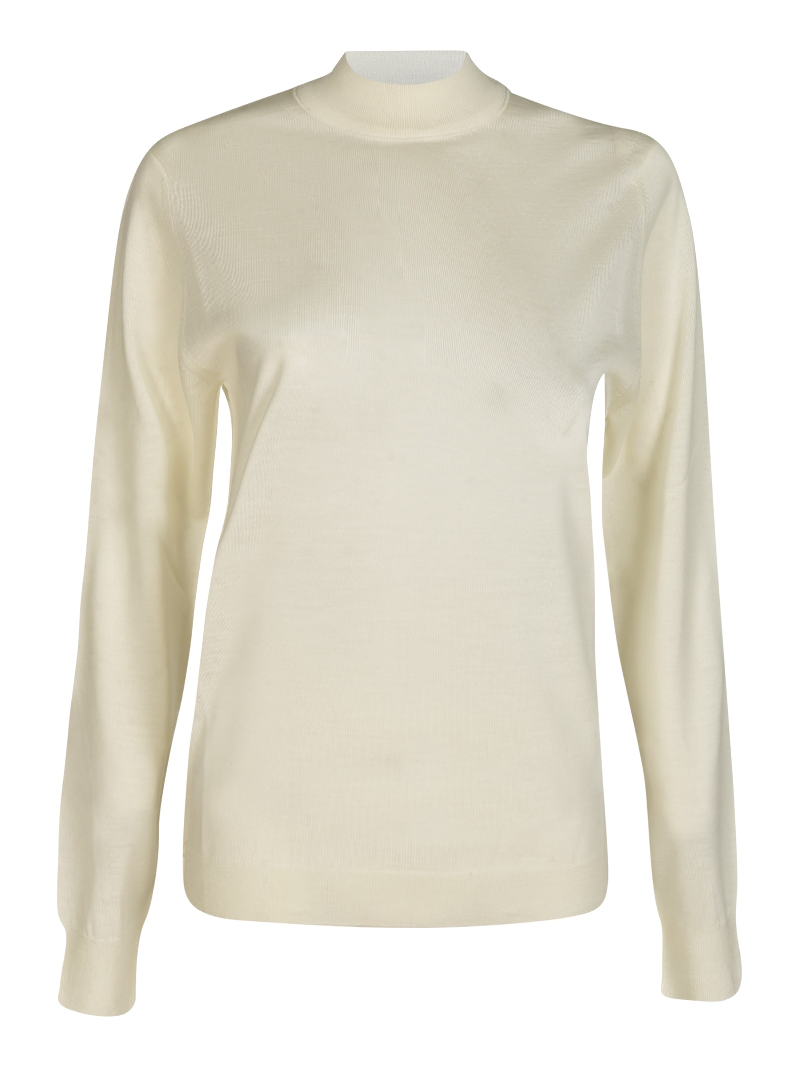 Shop Maison Margiela Rib Trim Plain Long-sleeved Sweater In 102