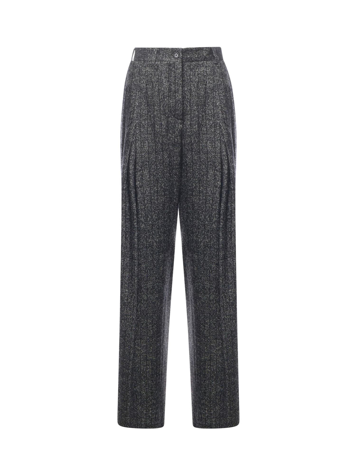 Dolce & Gabbana Striped Wool Trousers In Gray