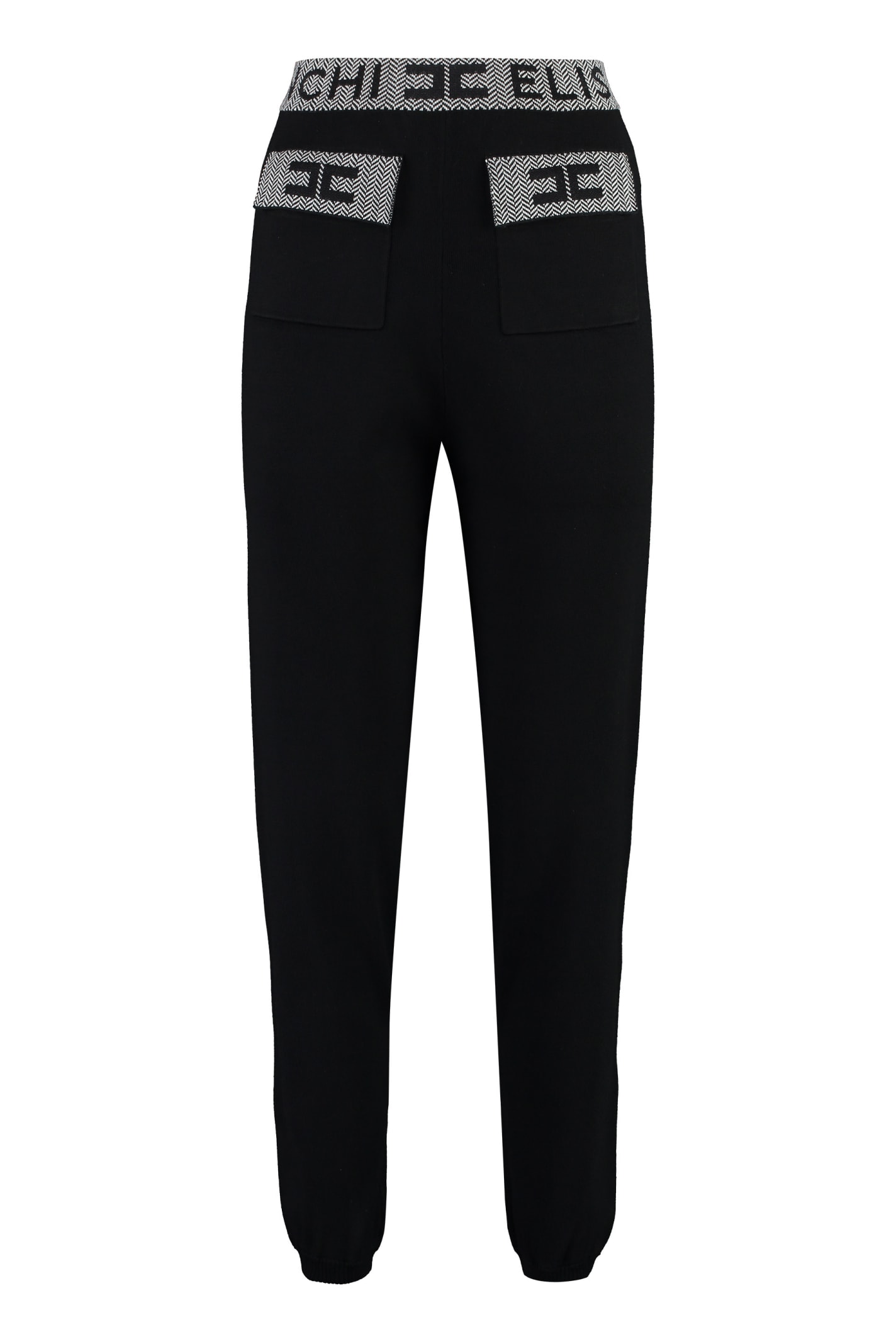 Shop Elisabetta Franchi Knitted Joggers Pants In Black