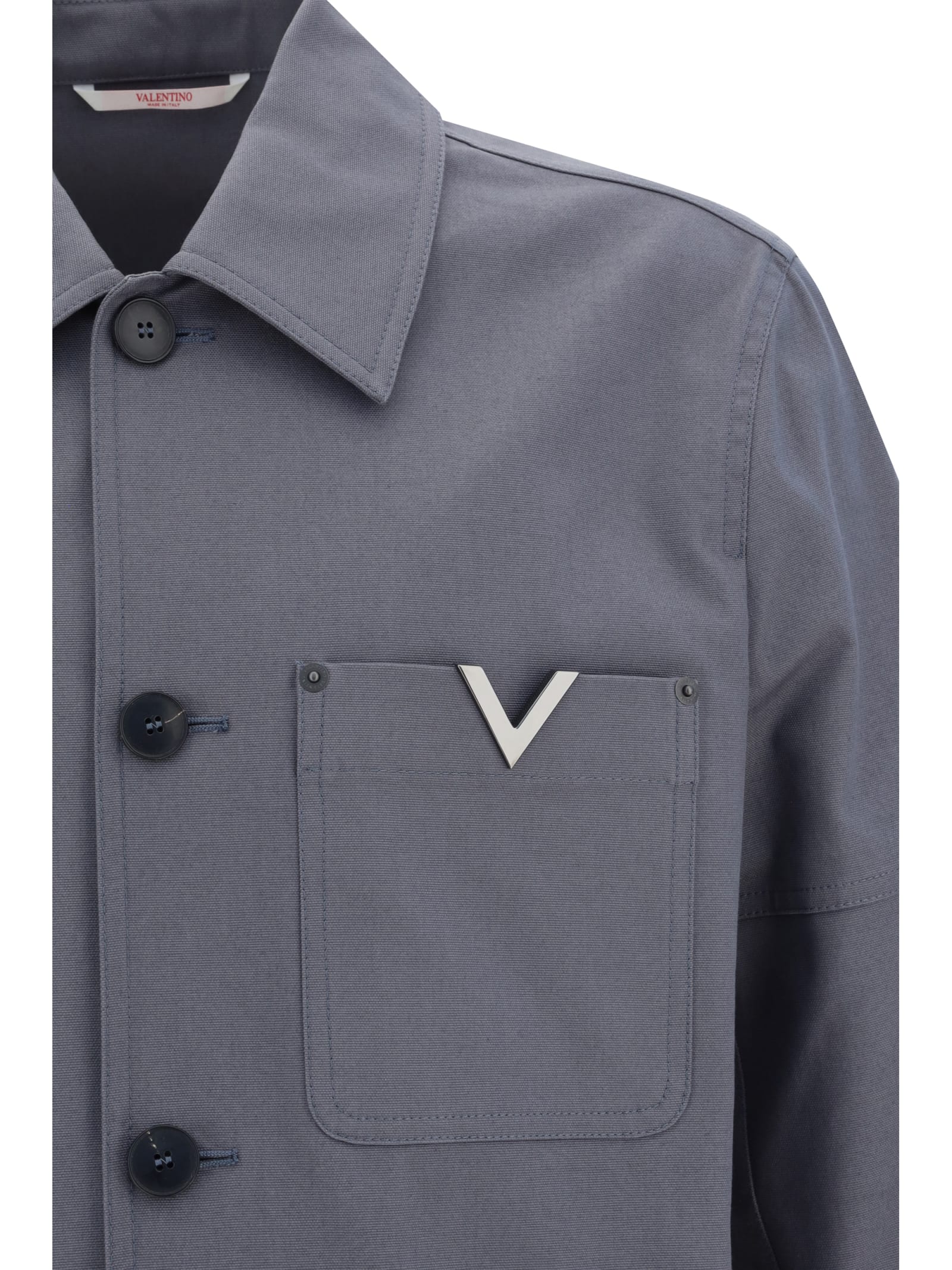 Shop Valentino Caban Jacket In Grigio Chiaro