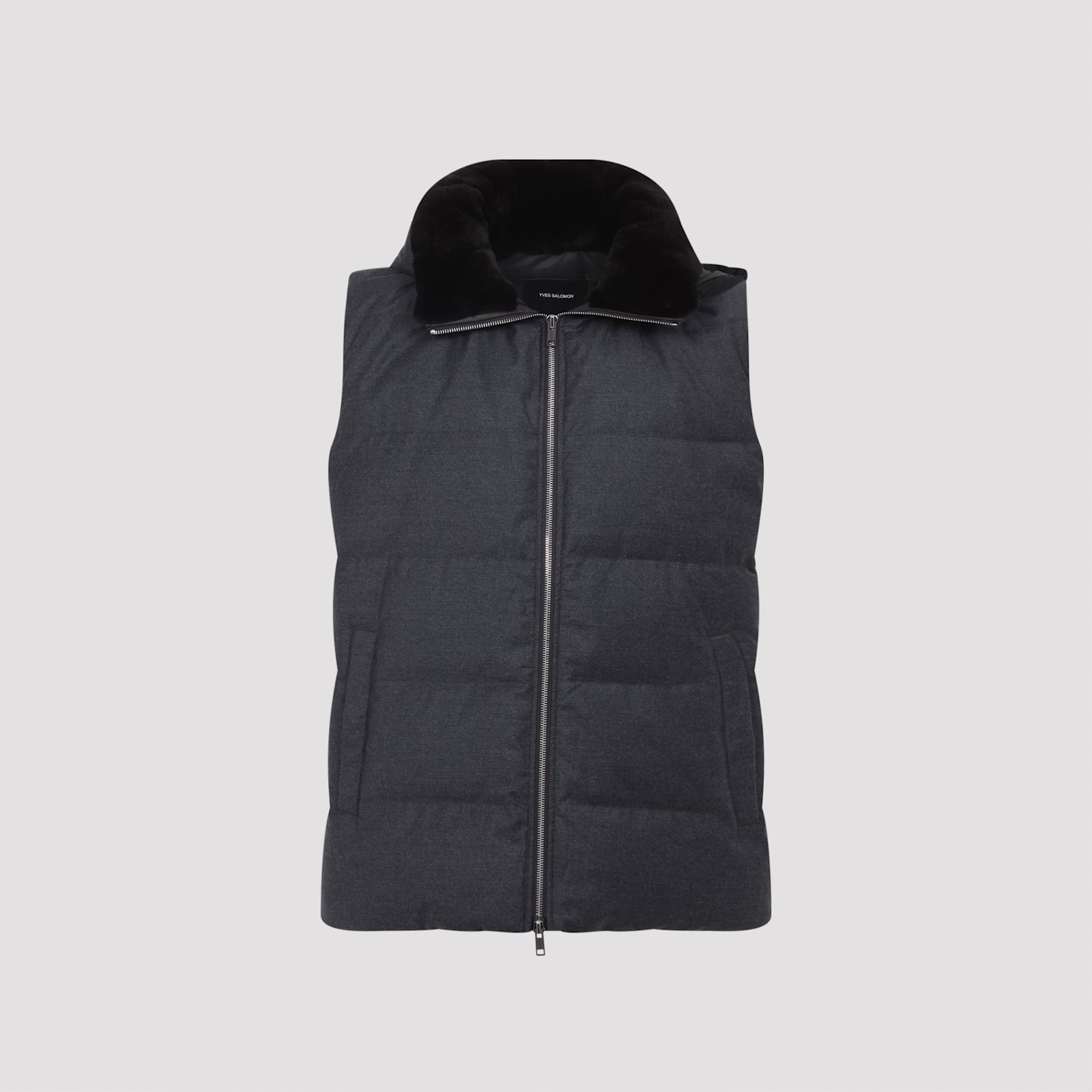 Yves Salomon Quilted Down-filled Mink Gilet With Contrast Lining In Black