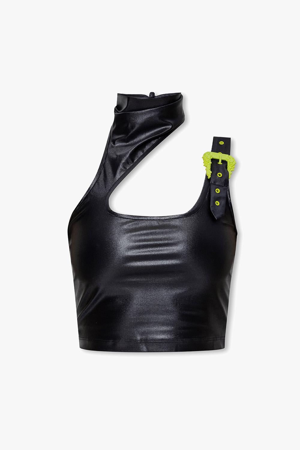 Versace Jeans Couture Buckle-detail Sleeveless Top In Black