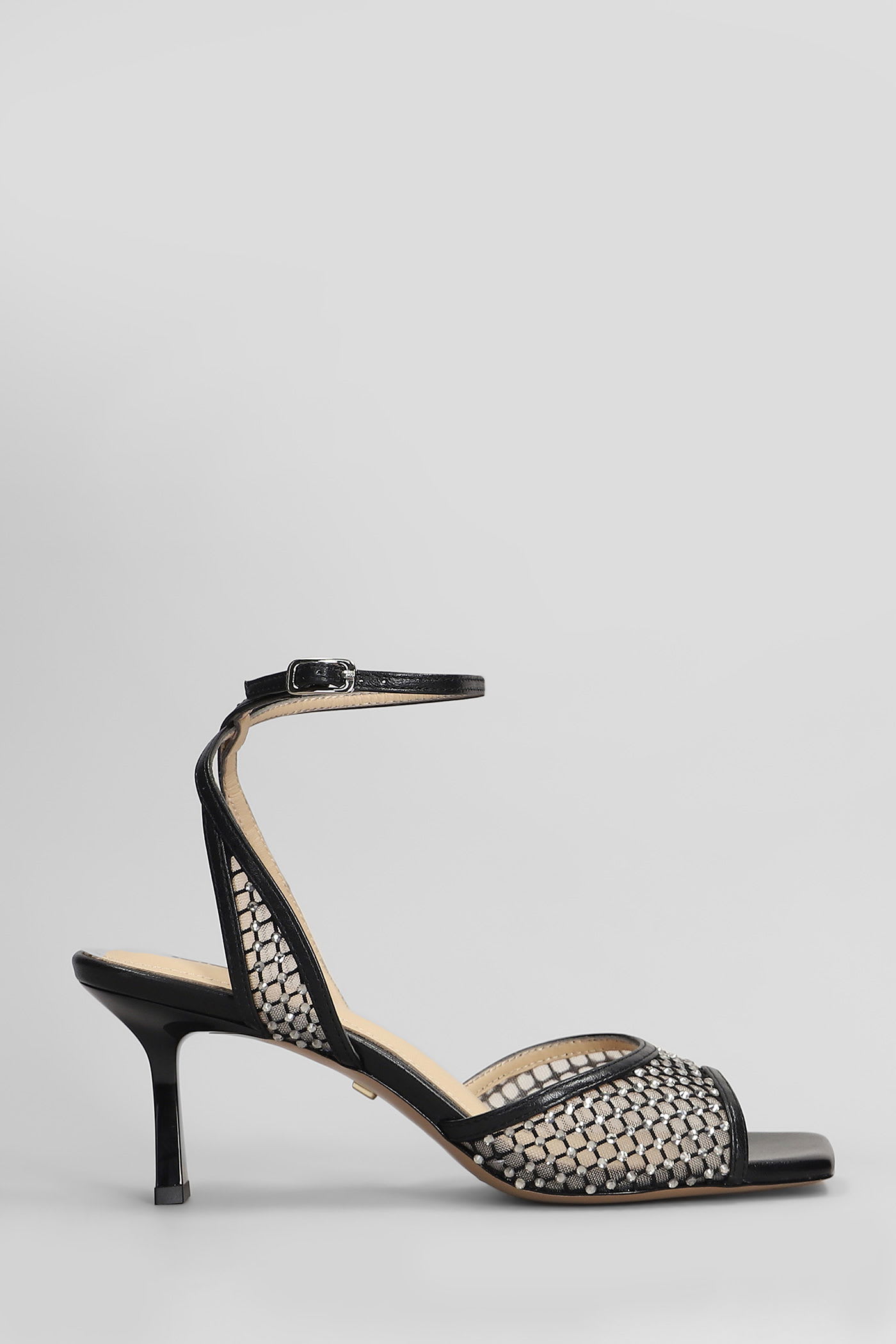 Carmen 65 Sandals In Black Leather And Fabric
