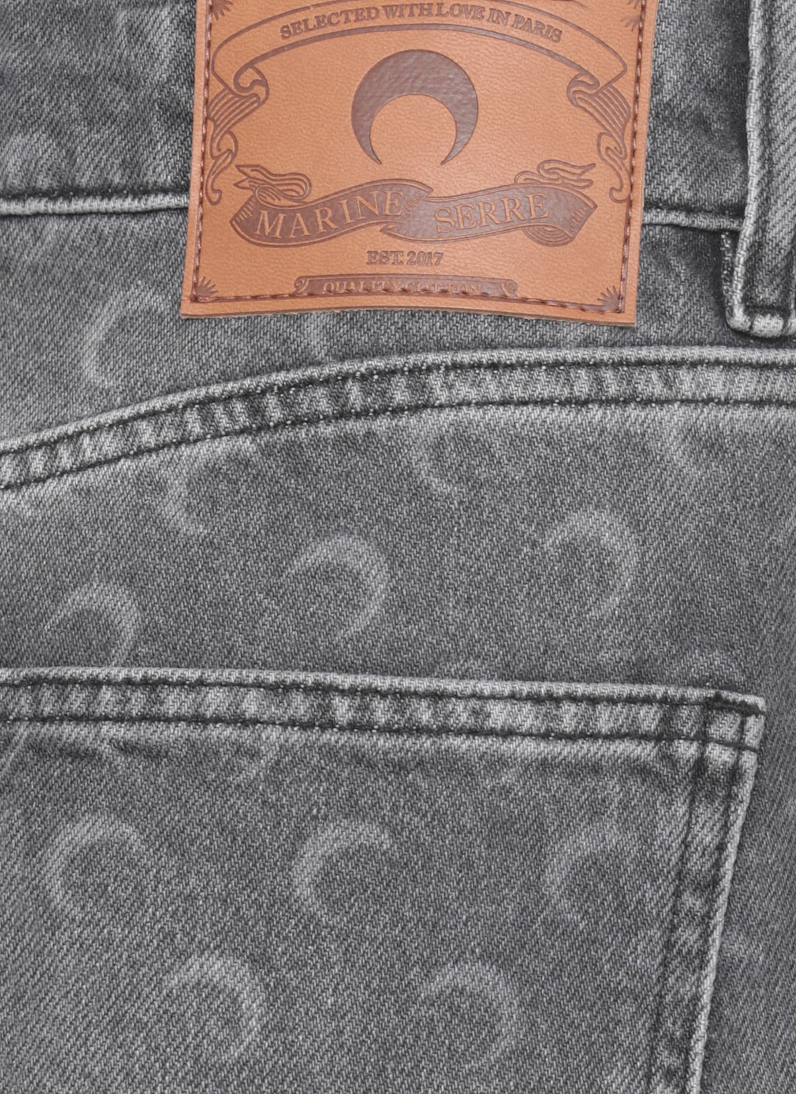 Marine Serre Moon Laser Grey Wash Denim Straight Jeans In Gray