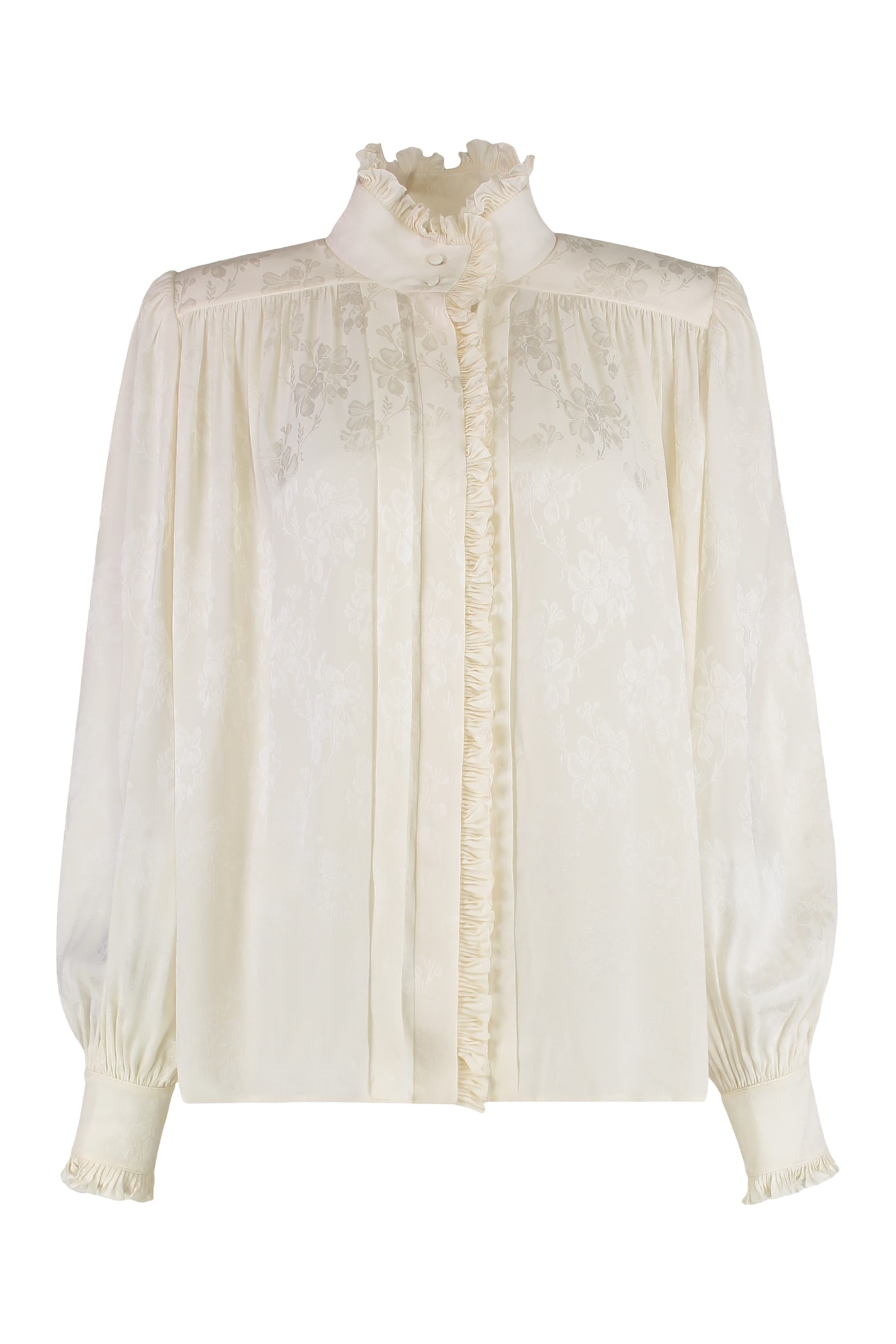 Chloé Oversized Silk Jacquard Blouse In White