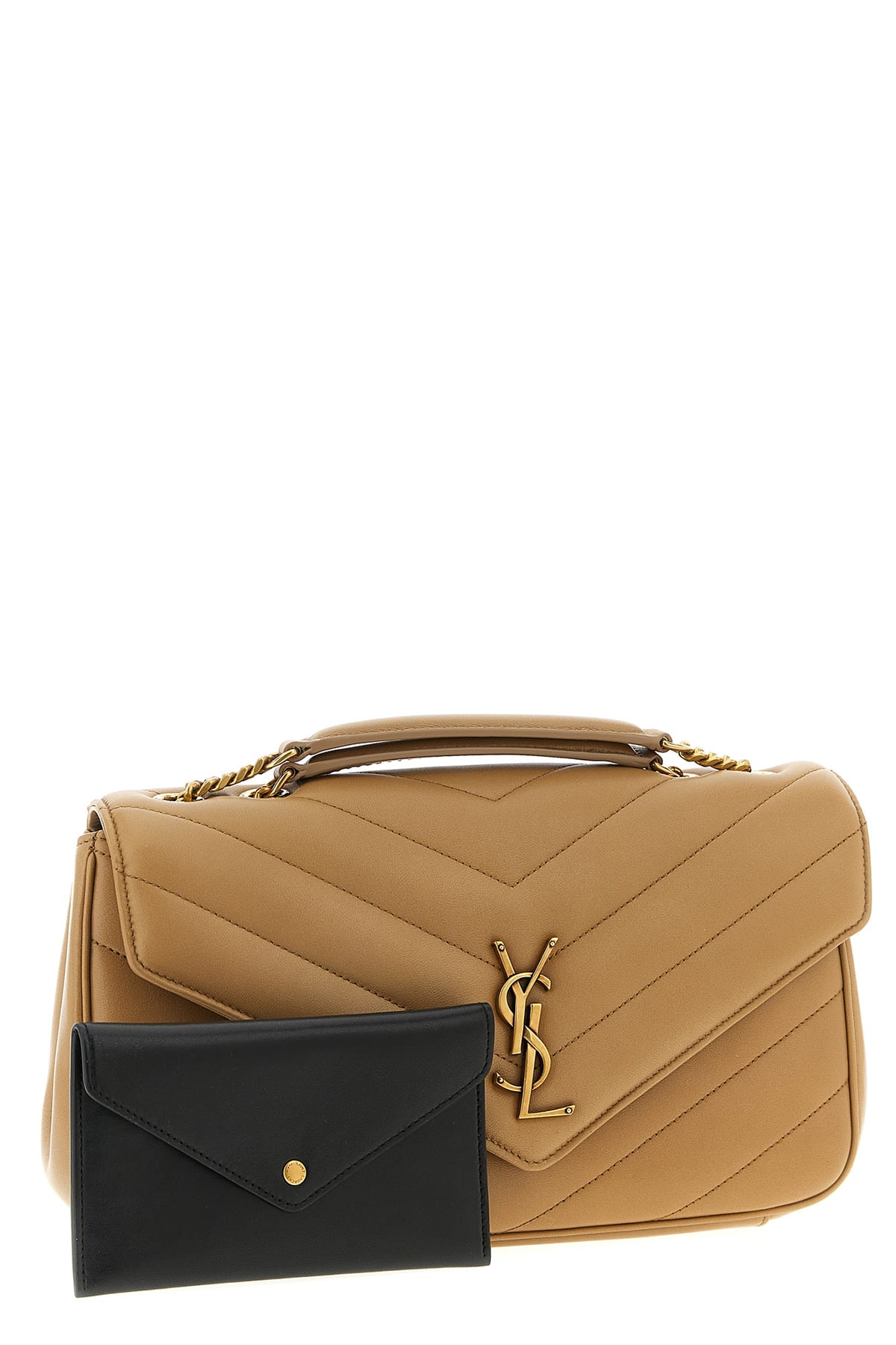 Saint Laurent Medium Loulou Quilted Leather Crossbody Bag In Nude