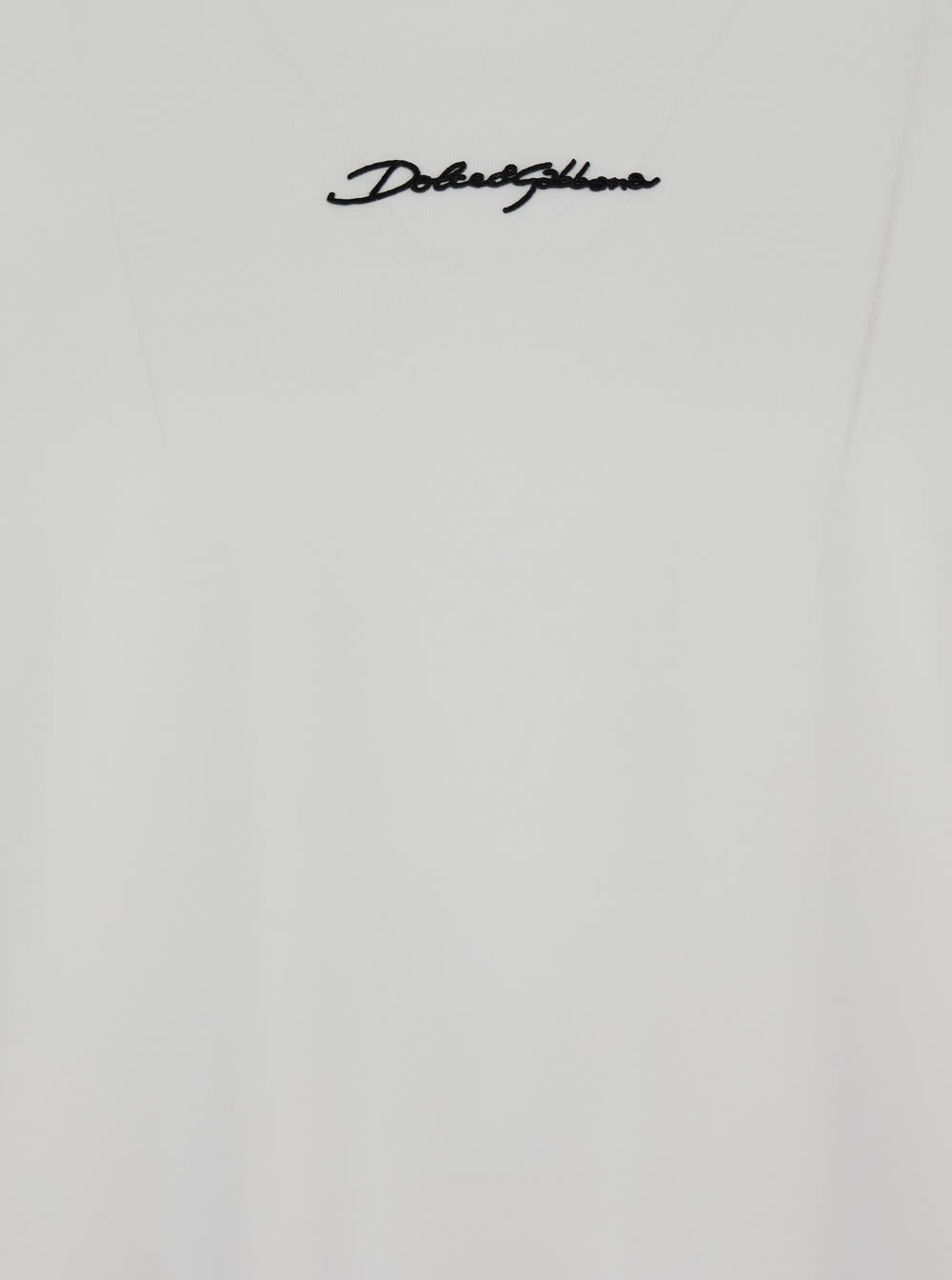 Shop Dolce & Gabbana White Crewneck T-shirt With Signature Logo In Cotton Man In Bianco