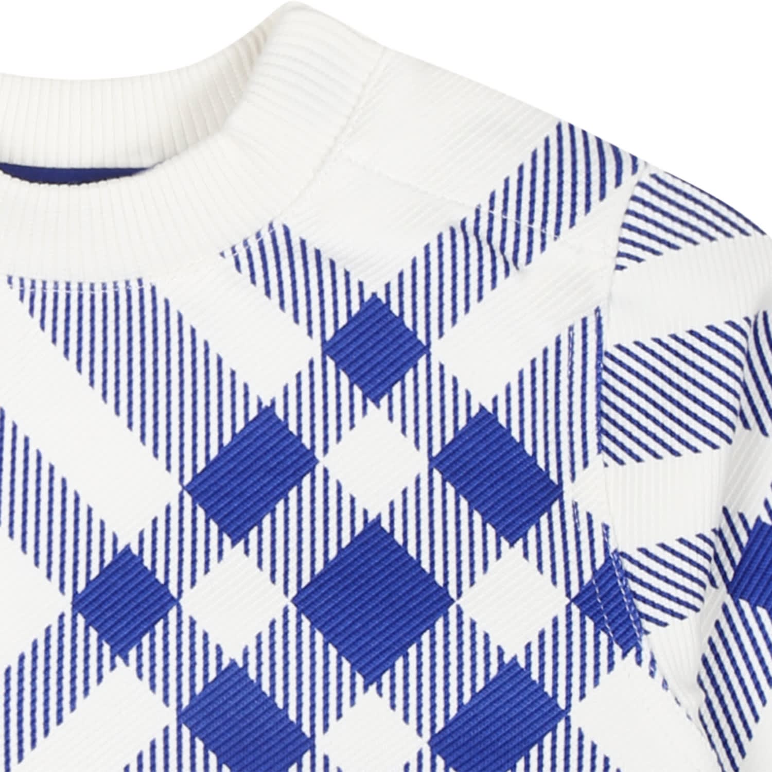 Shop Burberry Sweatshirt For Boy With All Over Check In White