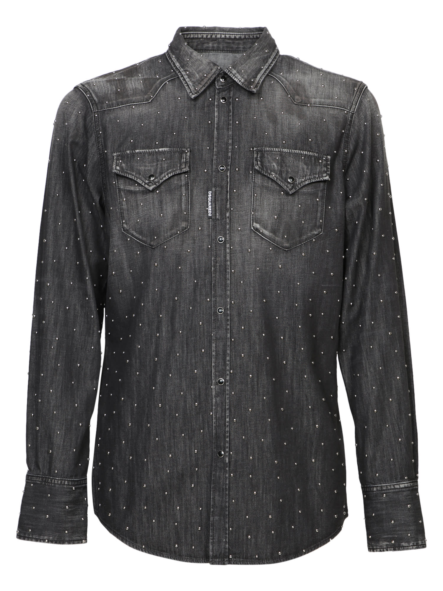 Shop Dsquared2 Black Allover Studs Western Shirt