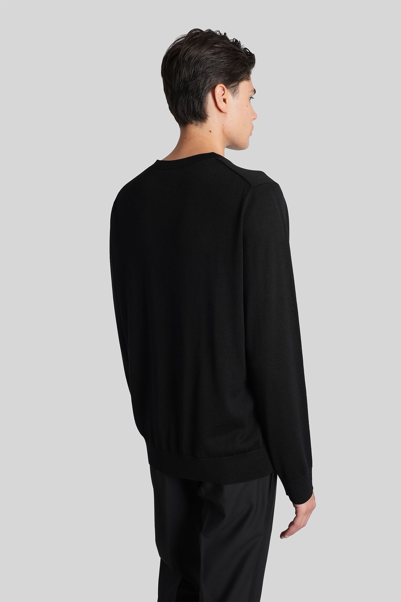 Paul Smith Merino Wool Jersey With Striped Detailing In Black