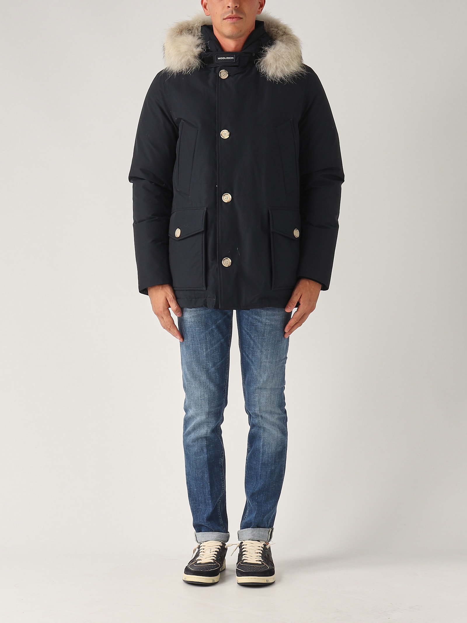 Shop Woolrich Arctic Detachable Fur Anorak Shirt In Blu