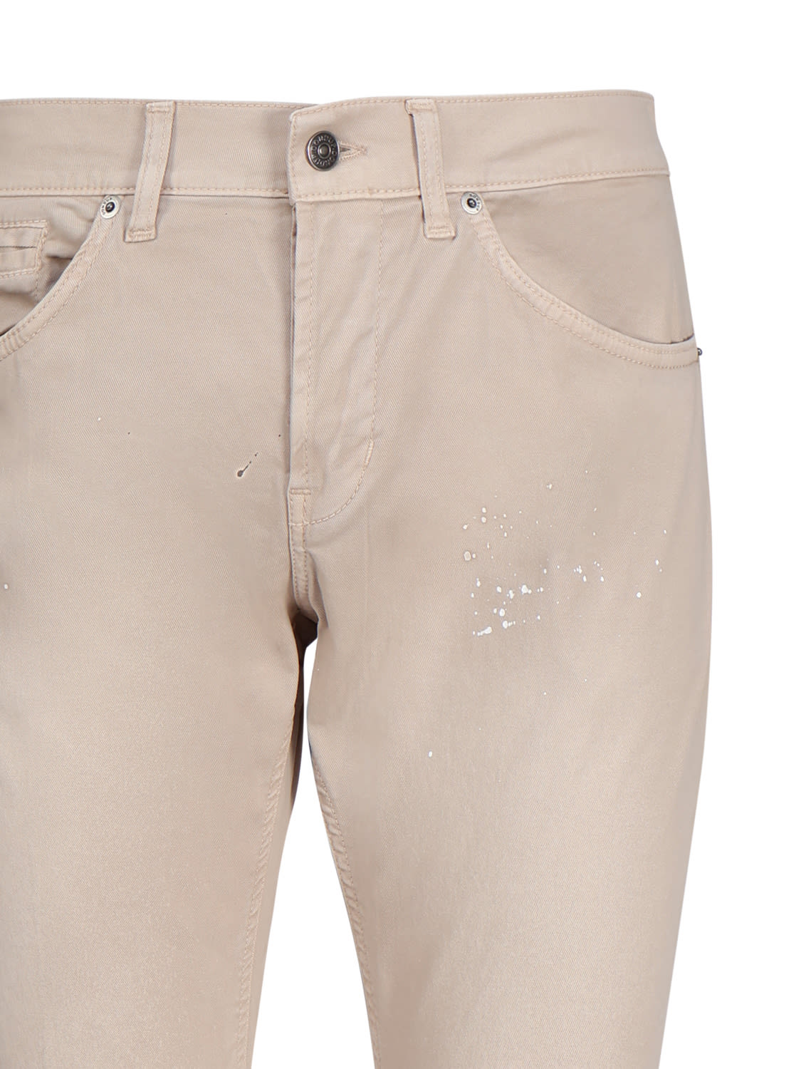 Shop Dondup Jeans With Paint Detail In Beige