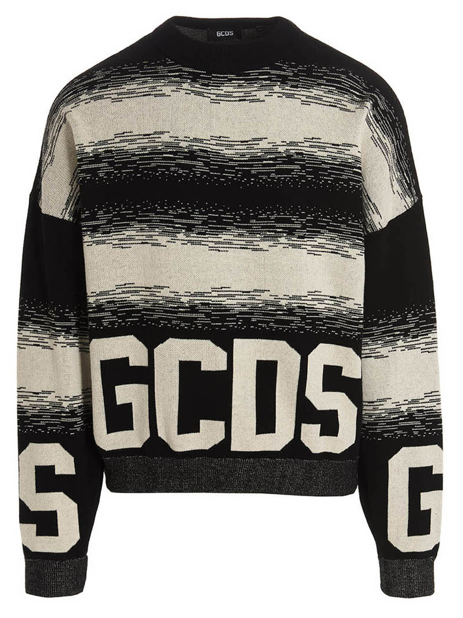 Shop Gcds Low Band Degradè Sweater In White/black