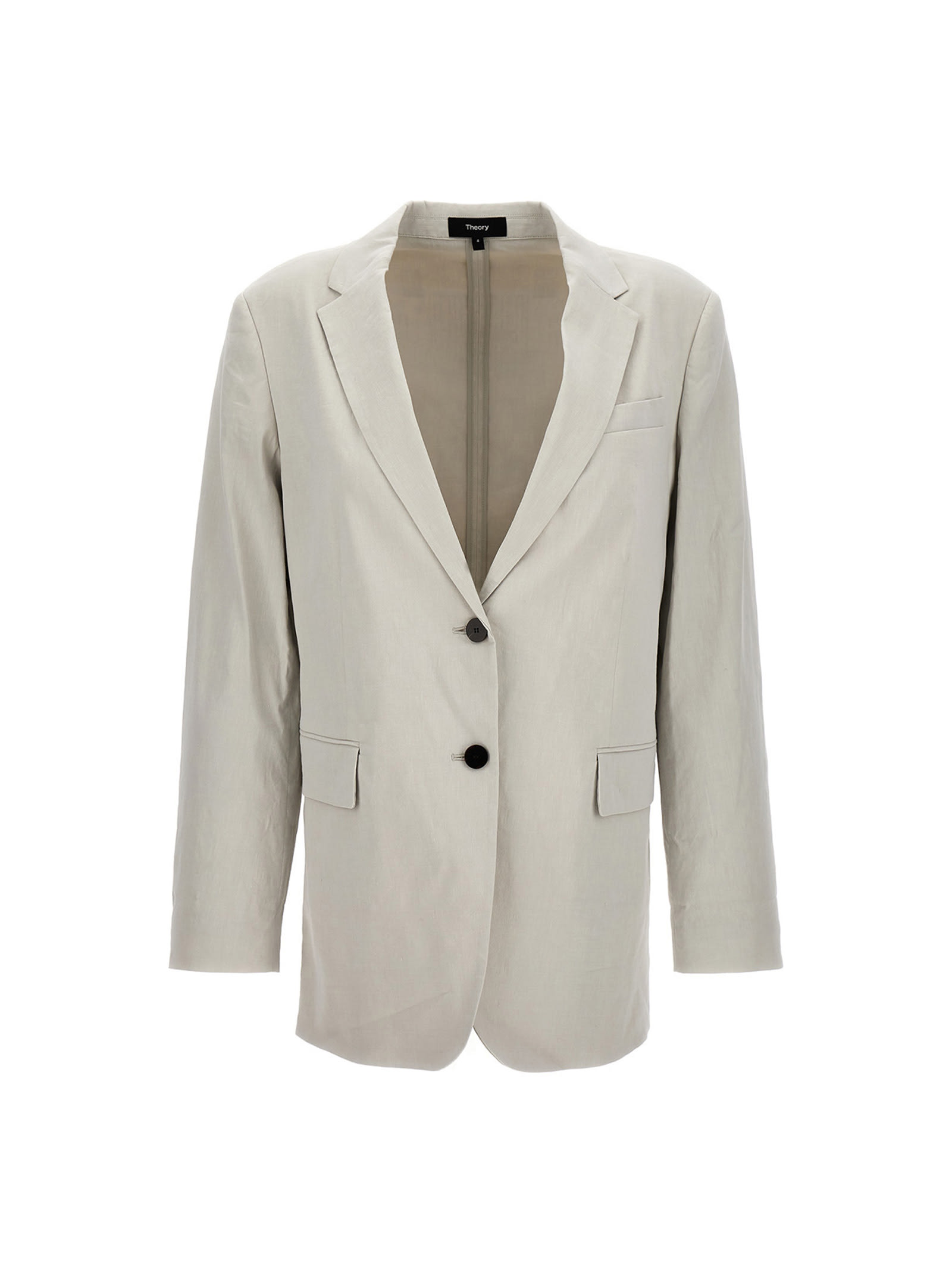 Shop Theory Single-breasted Blazer Jacket In Sand