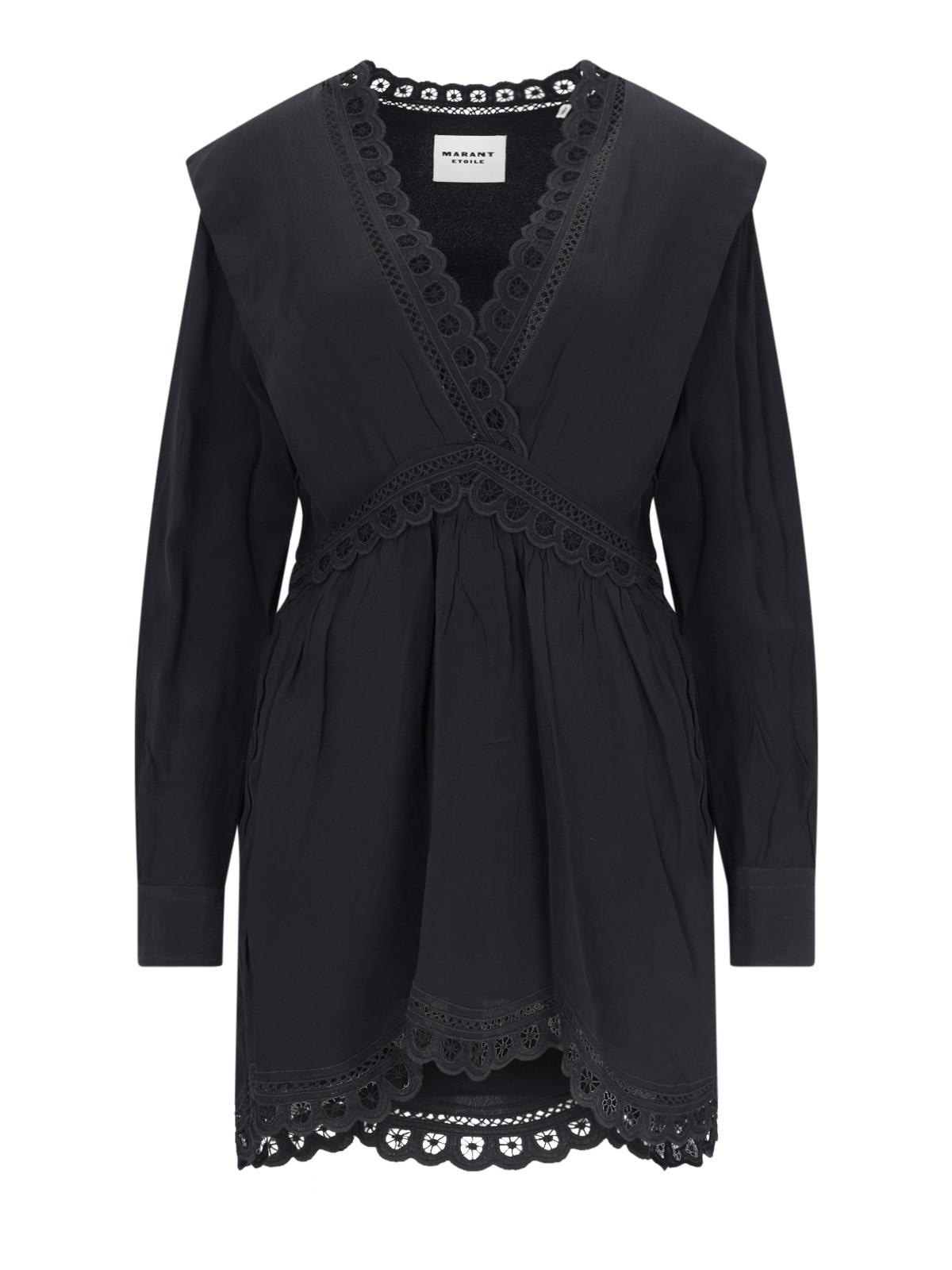 Shop Marant Etoile Felie Lace Mini Dress In Black