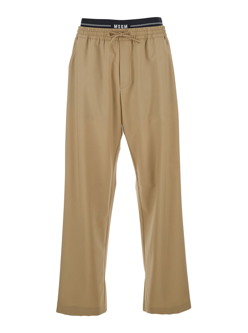 Msgm Elastic-waistband Trousers In Neutral
