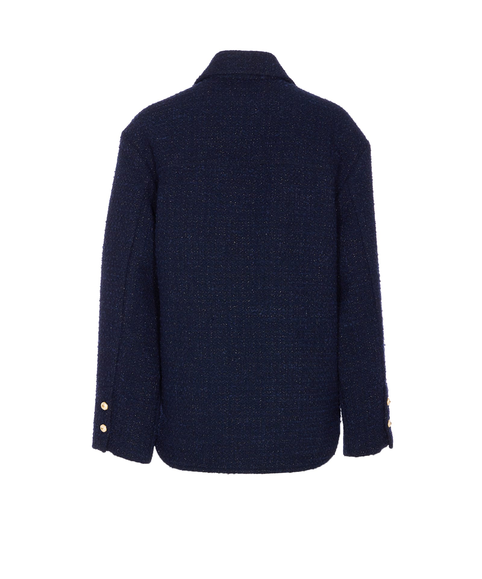Pinko Oversized Patterned Tweed Jacket In Blue
