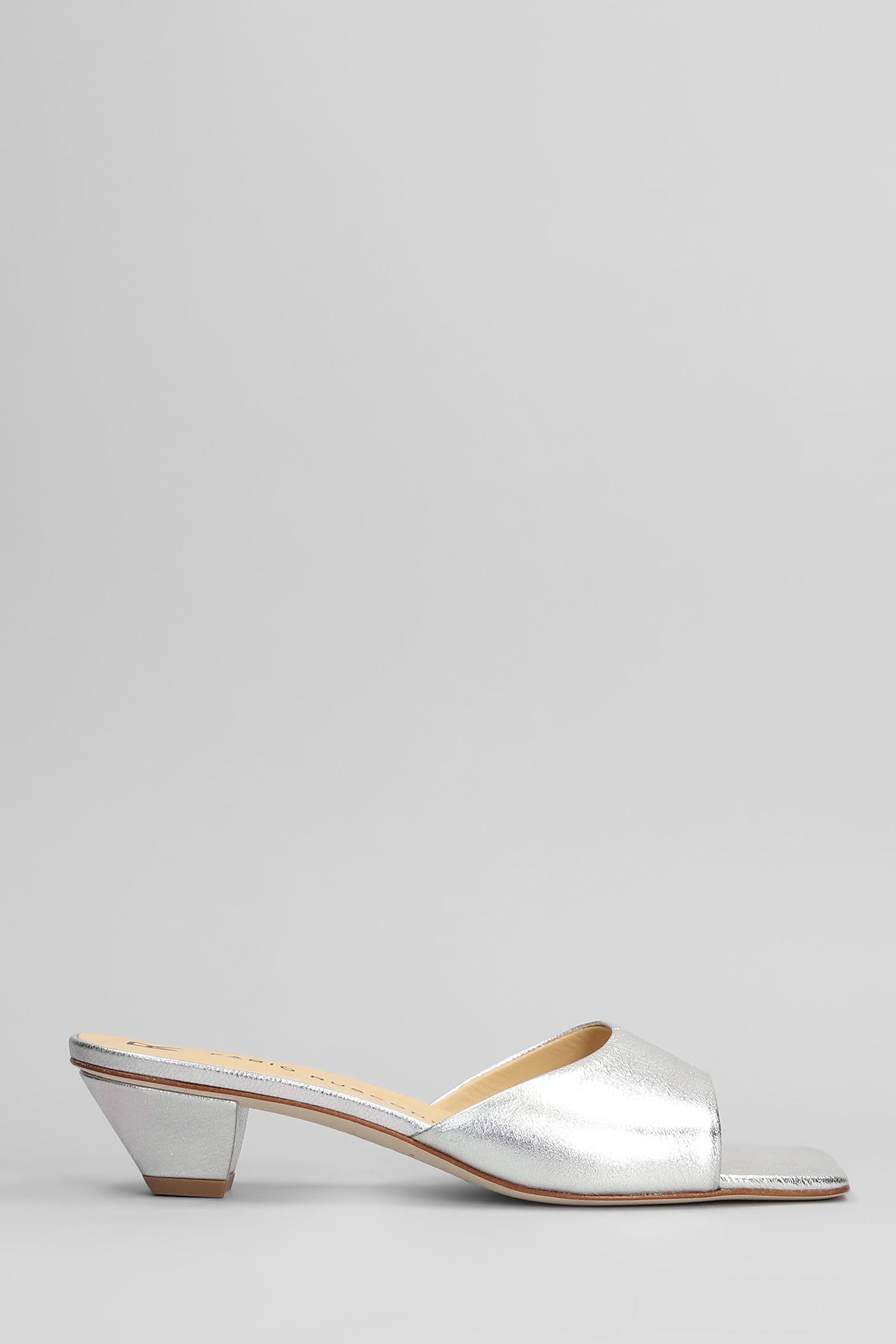 Slipper-mule In Silver Leather