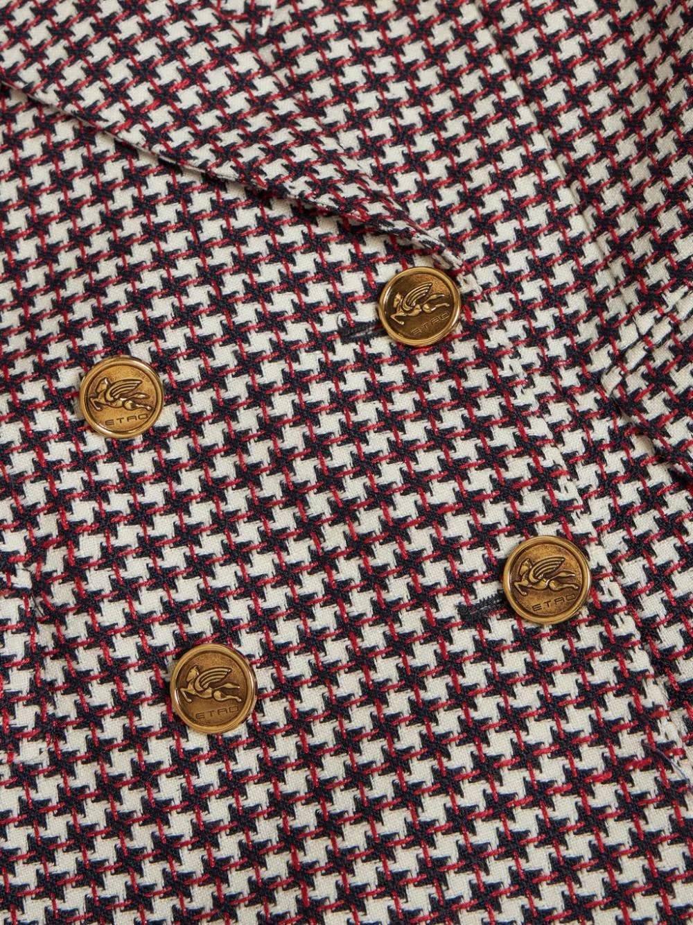 Shop Etro Houndstooth Patterned Straight Hem Jacket In Bordeaux