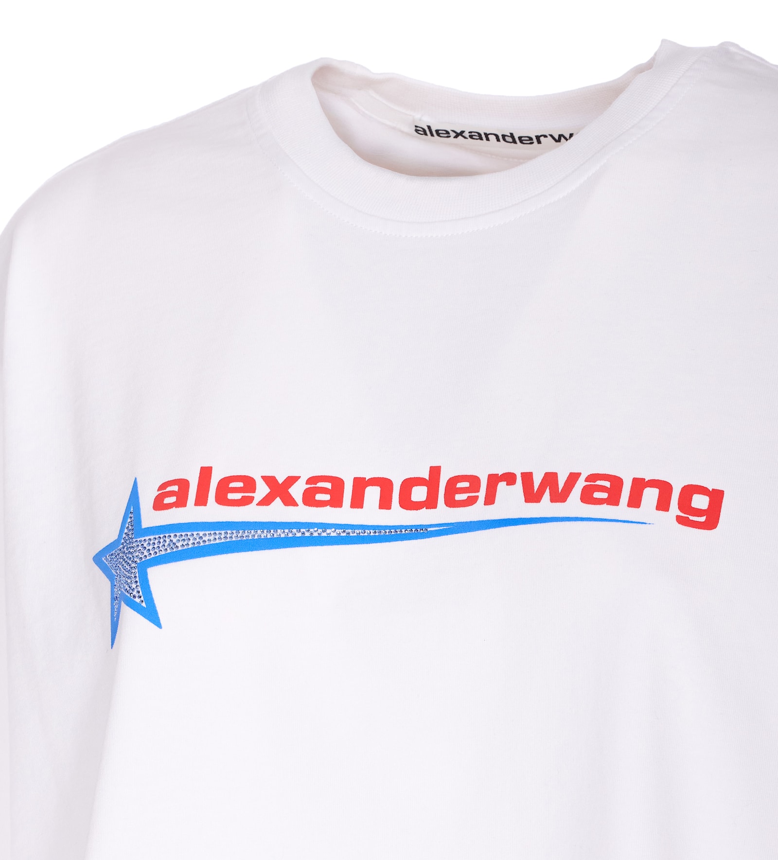 Alexander Wang Women Logo Boxy T-shirt With Rhinestone Star In White