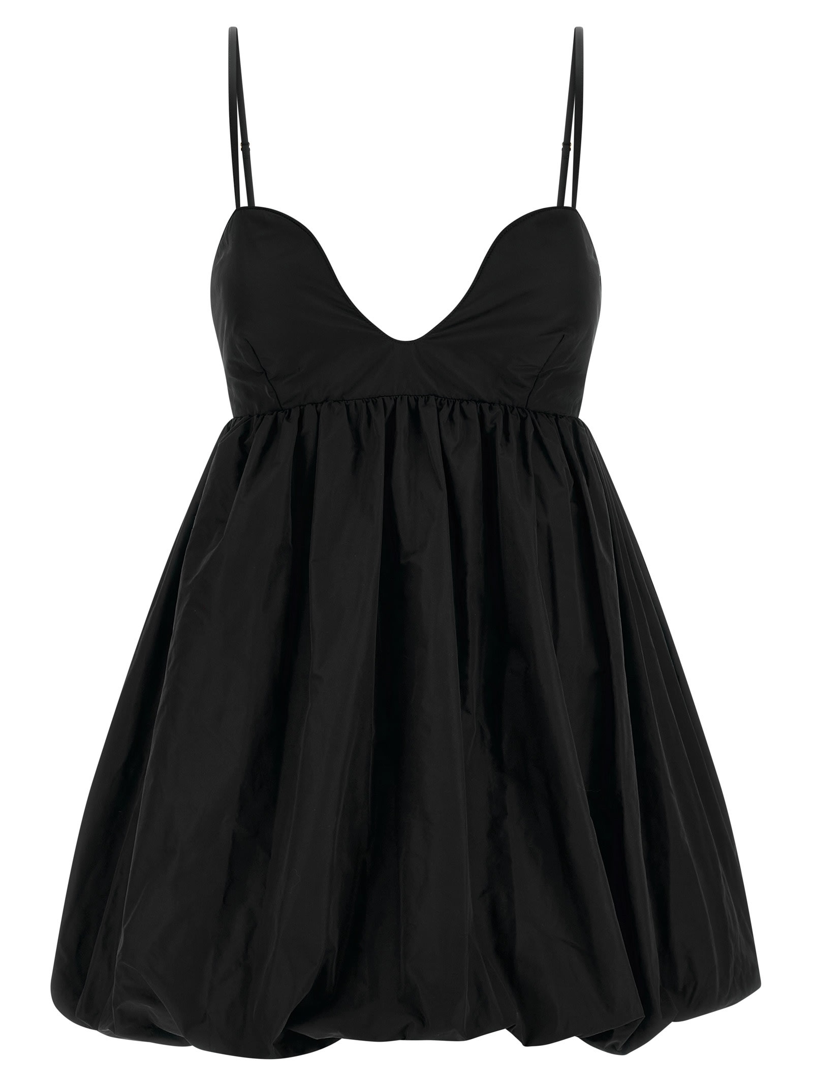 Pinko Spaghetti Strap Sweetheart Gathered Flare Dress In Black